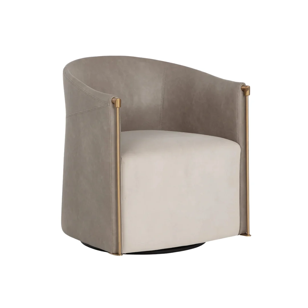 Ellington Swivel Lounge Chair - Meg Taupe/Ivanhoe Mineral