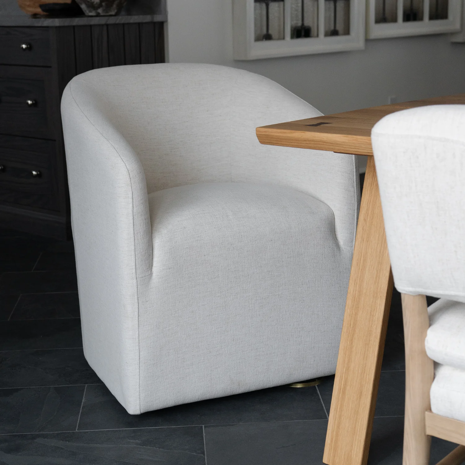 Fairbank Dining Arm Chair - Crypton® Nomad Snow - Image 3