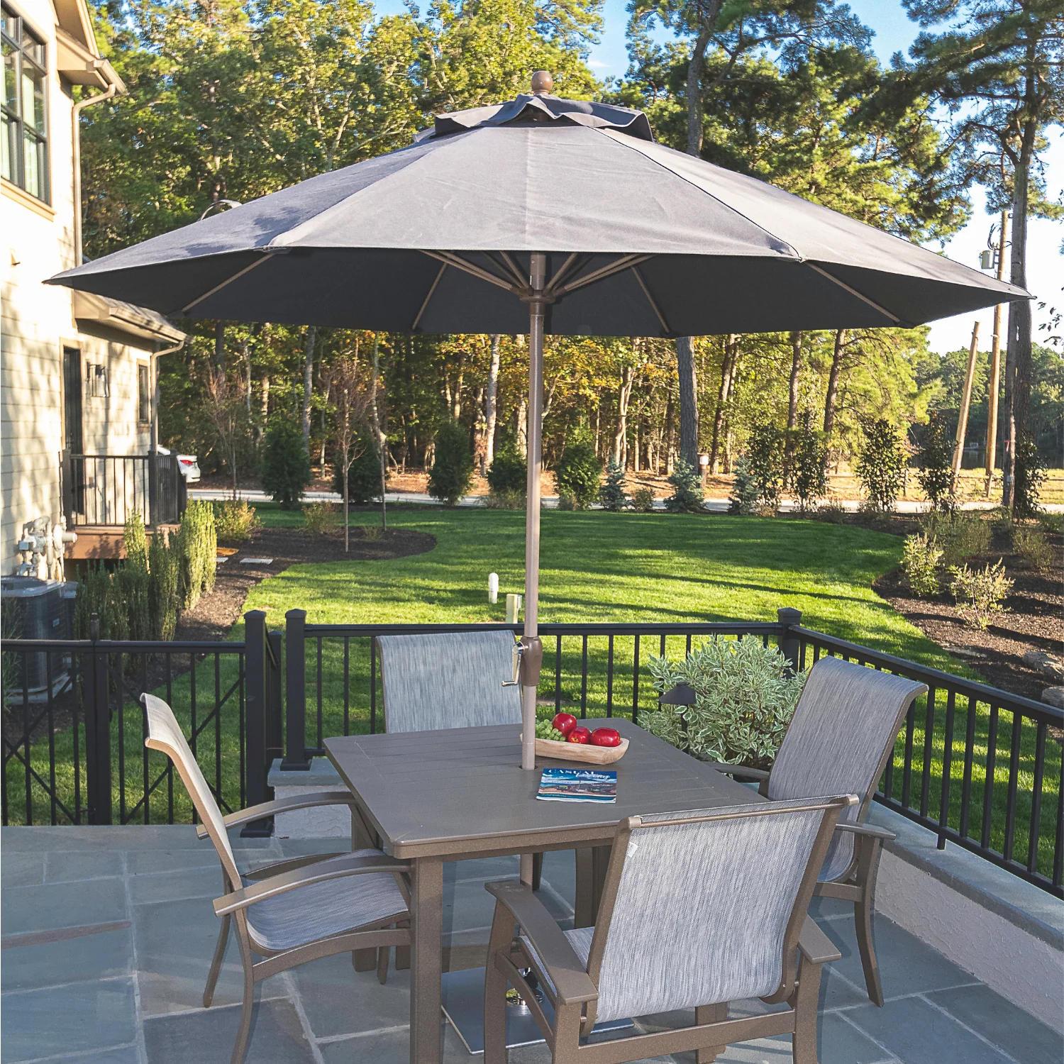 Fiberglass 9' Octagon Auto-Tilt Market Umbrella - Silver Frame - Image 8