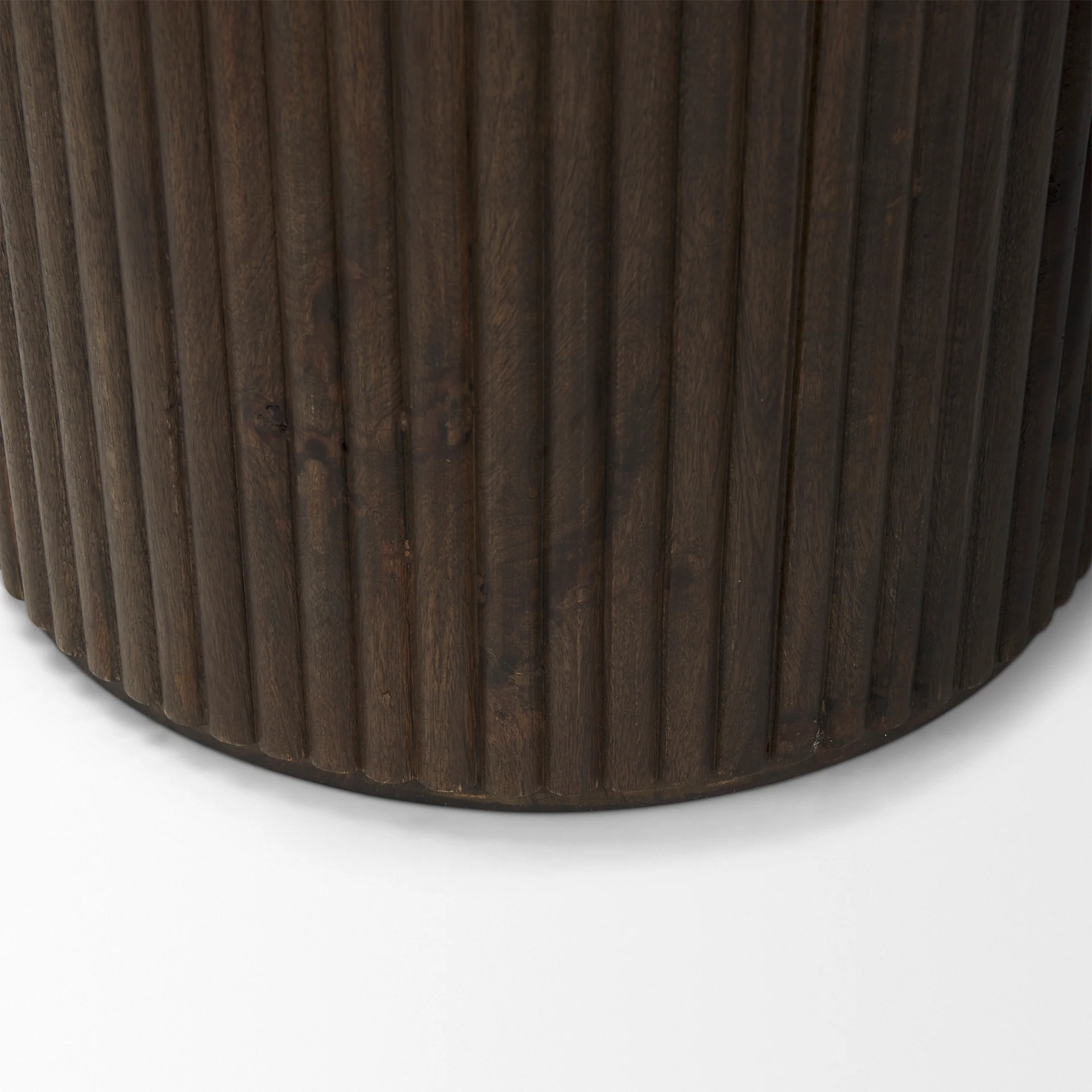 Fluted Espresso Brown Side Table w/ Storage - Image 8