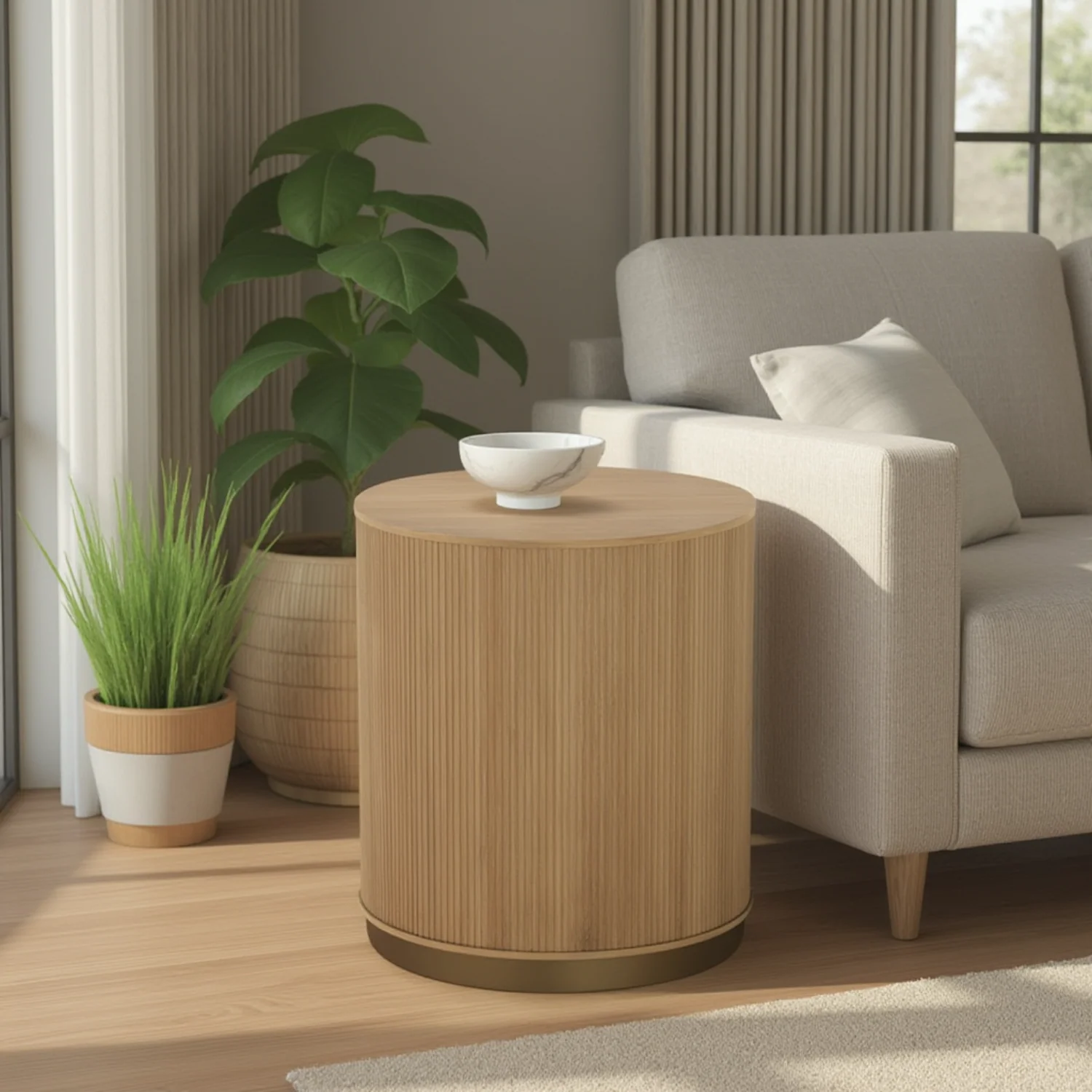 Fluted Oak Side Table - Image 2