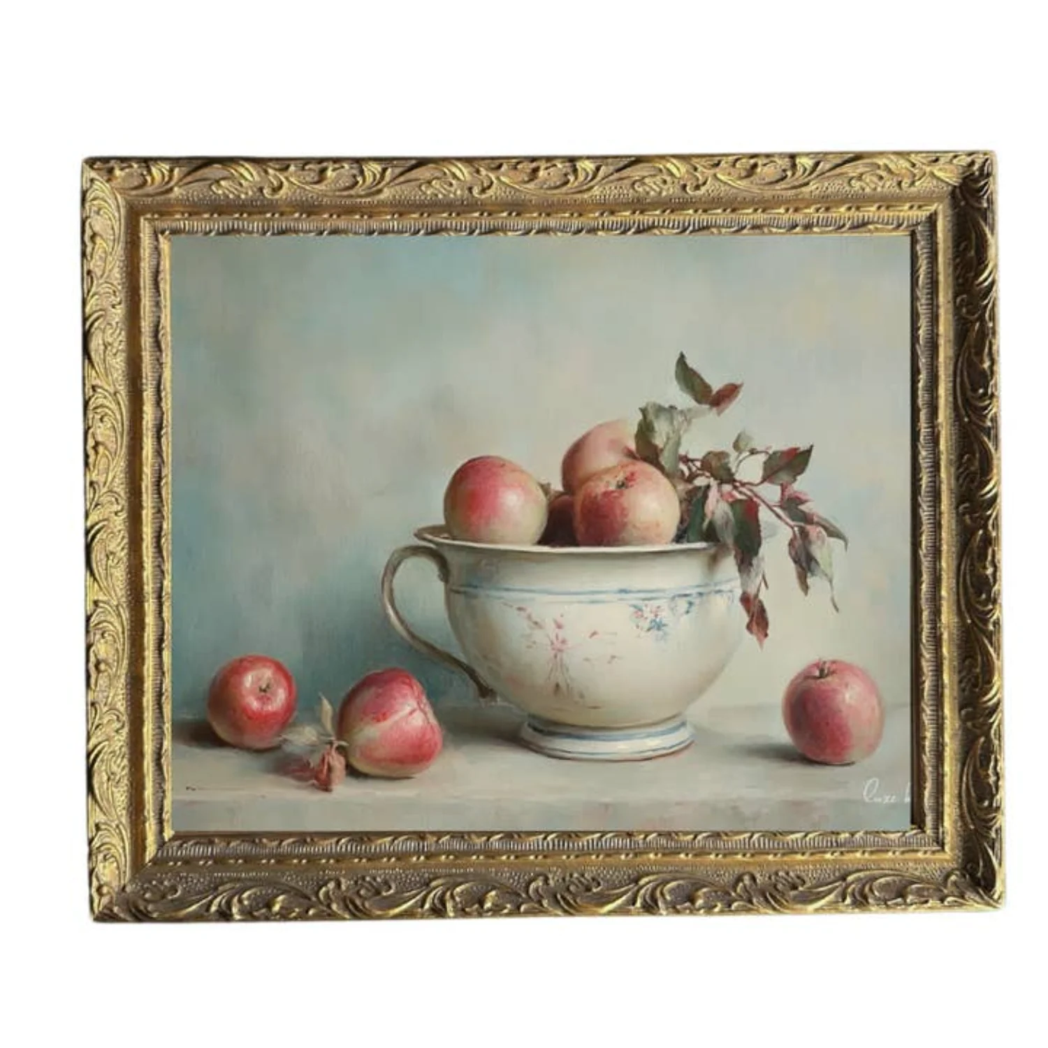 Rouge Apples Still Life French Brass Framed Wall Art - Image 2