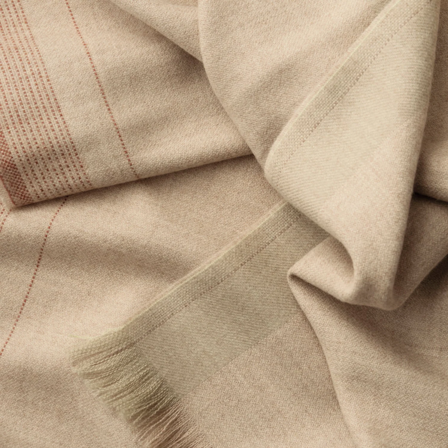 Fringe Alpaca Beige Wool Throw - Image 2