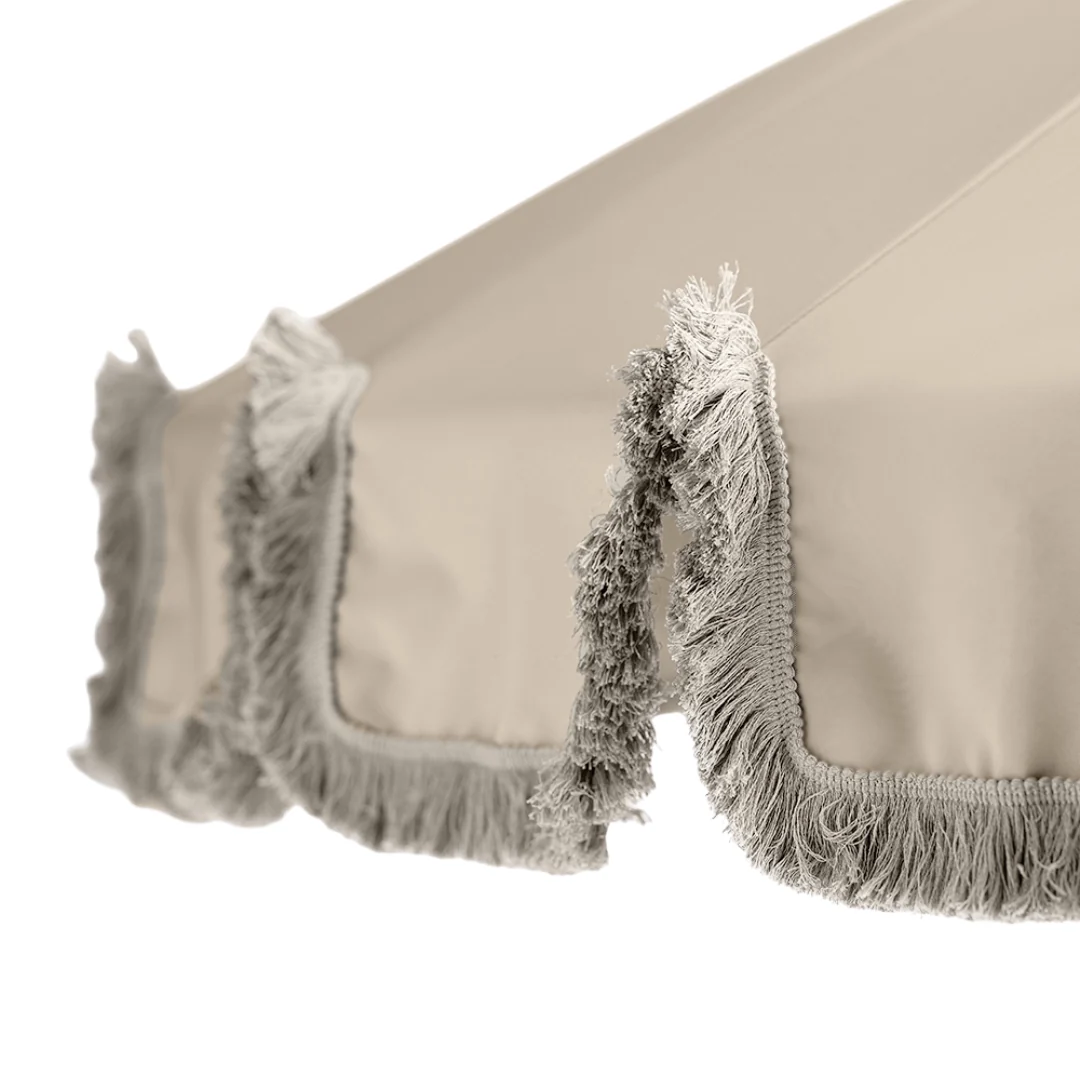 Fringe 8' Round Garden Umbrella - Sand Beige - Image 4