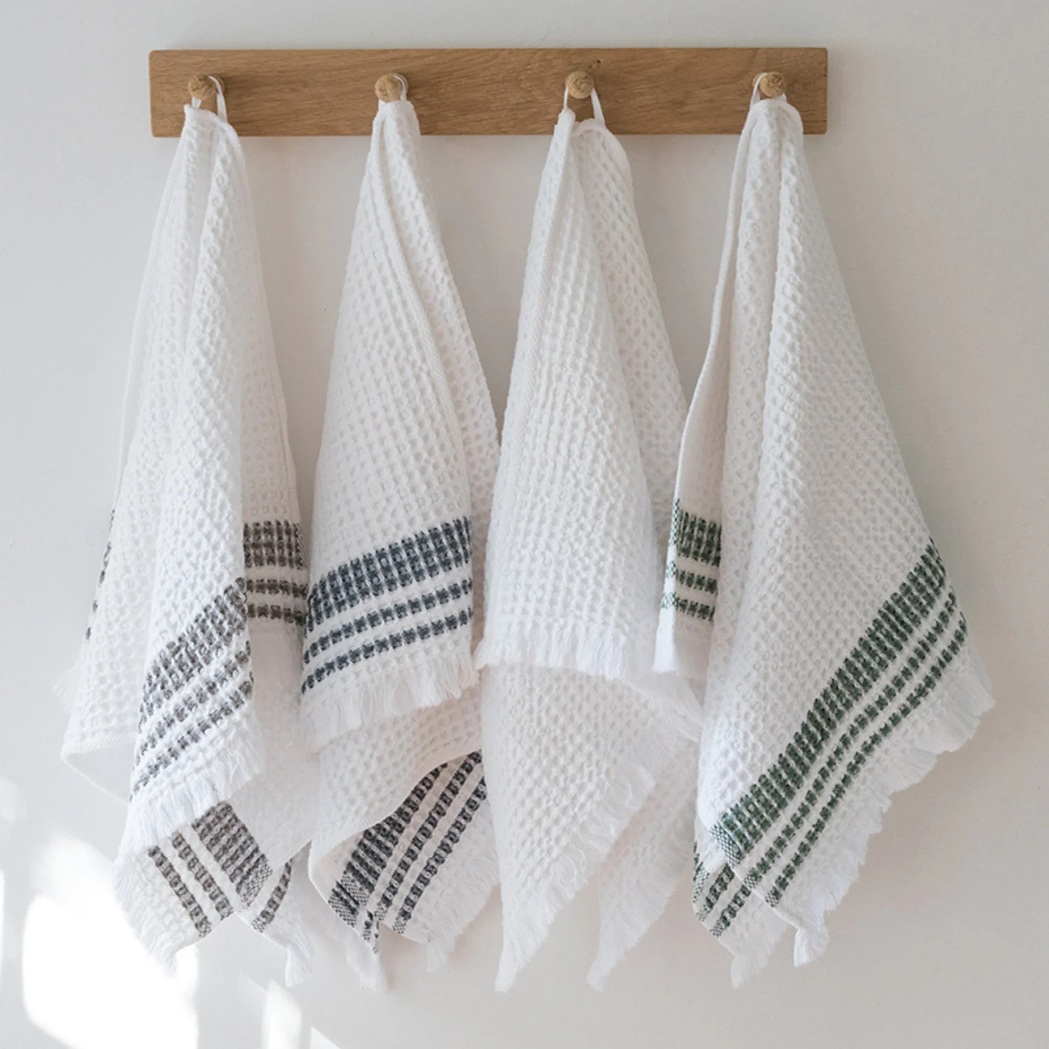 Waffle Fringed White/Ash Hand Towel - Image 2