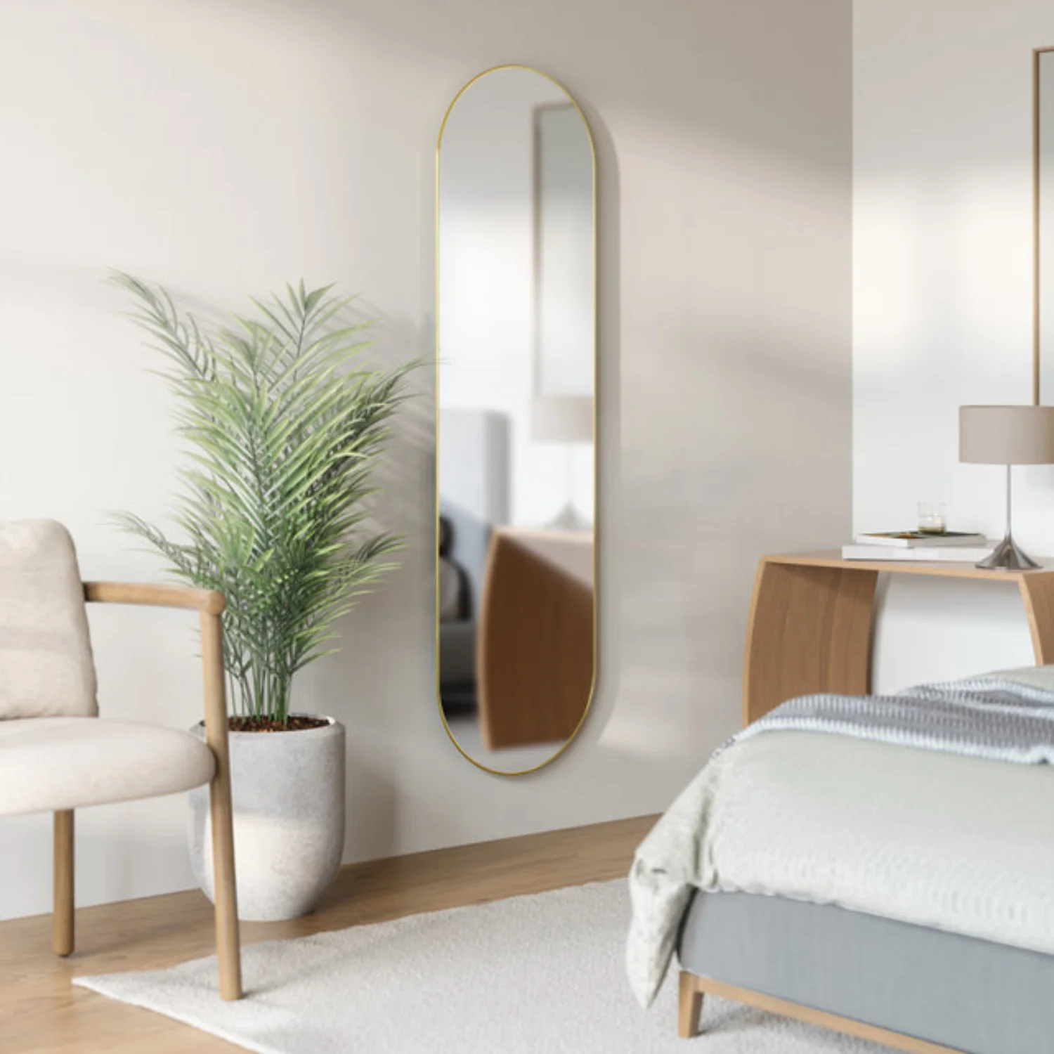 Arc Full Length Oval Brass Mirror - Image 2