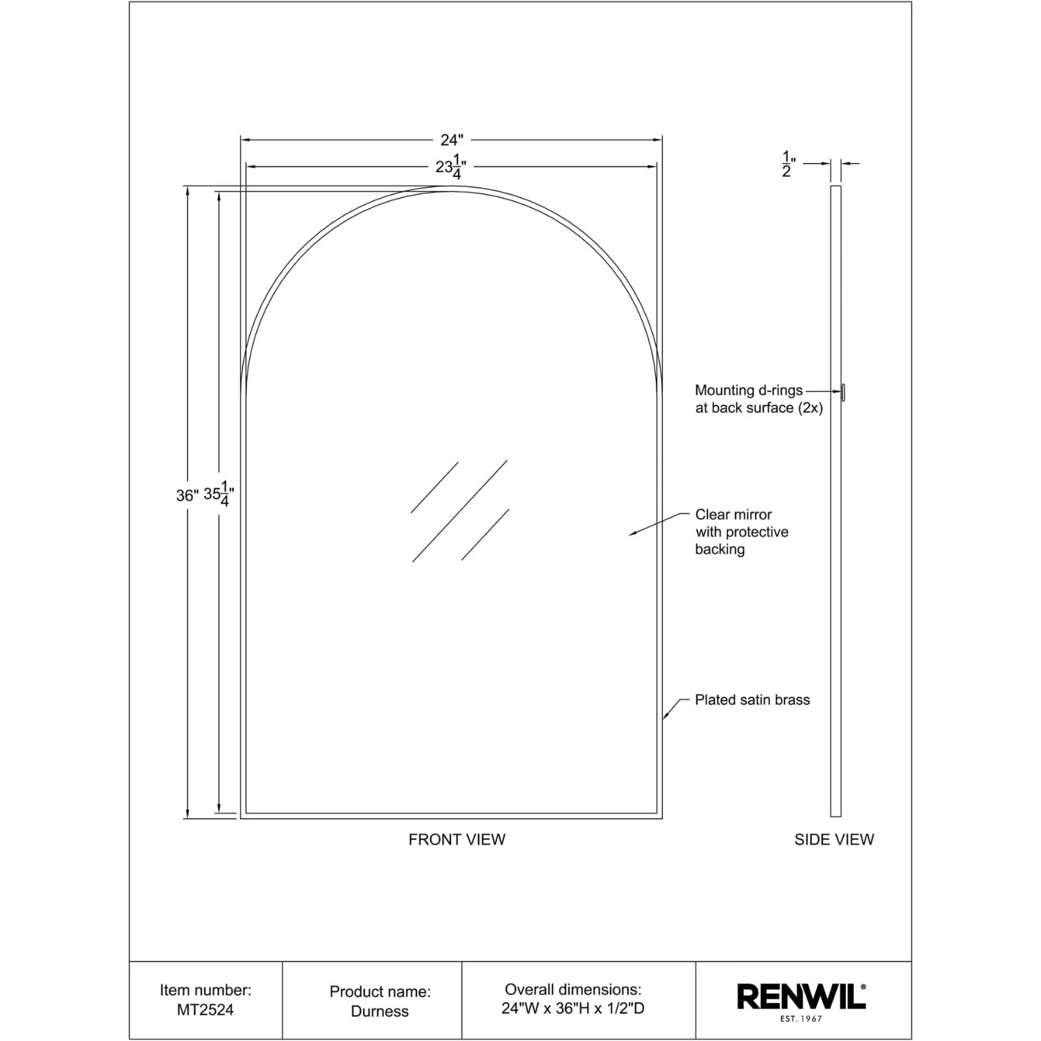 Golden Brass Arch Mirror - Image 6