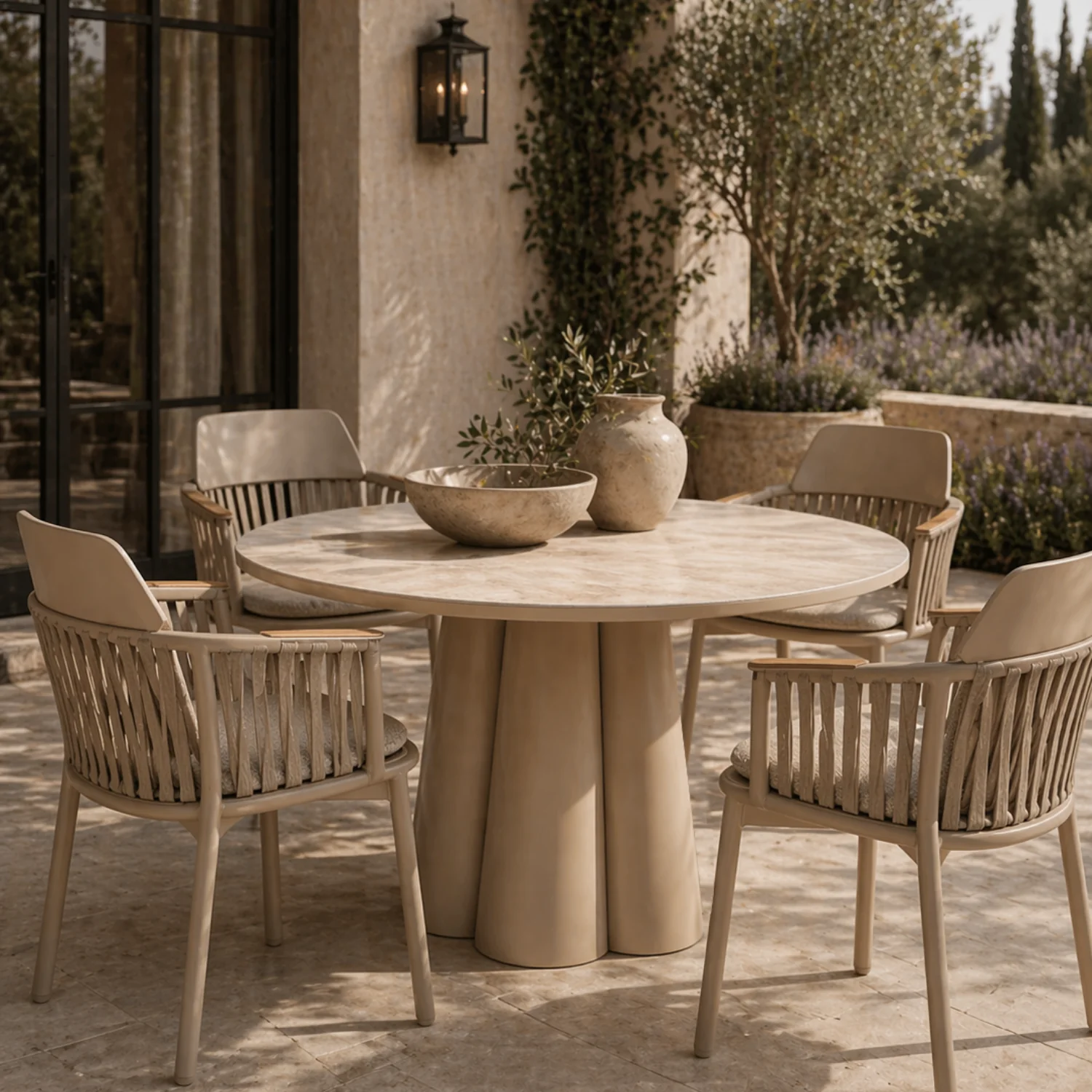 Grove Ceramic 47" Round Dining Table - Stone Taupe - Image 2