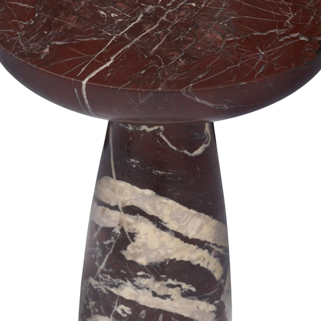 Halo Pedestal Marble Side Table - Rosso Red - Image 3