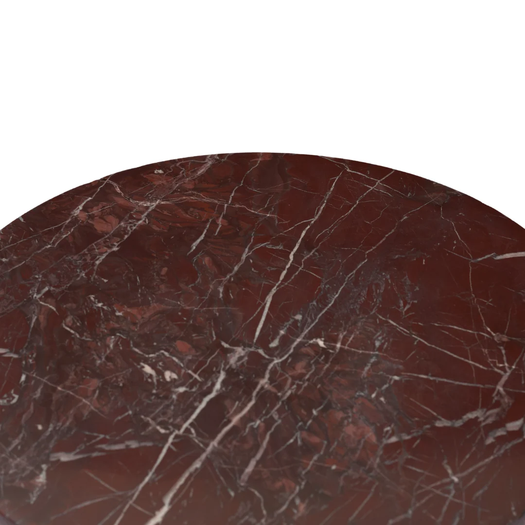 Halo Pedestal Marble Side Table - Rosso Red - Image 4