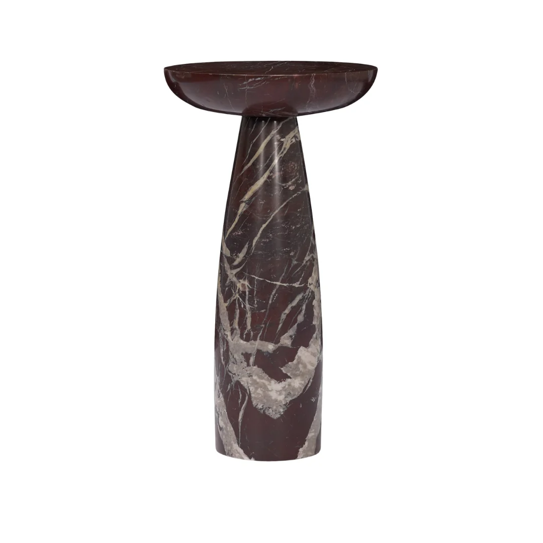 Halo Pedestal Marble Side Table - Rosso Red - Image 5
