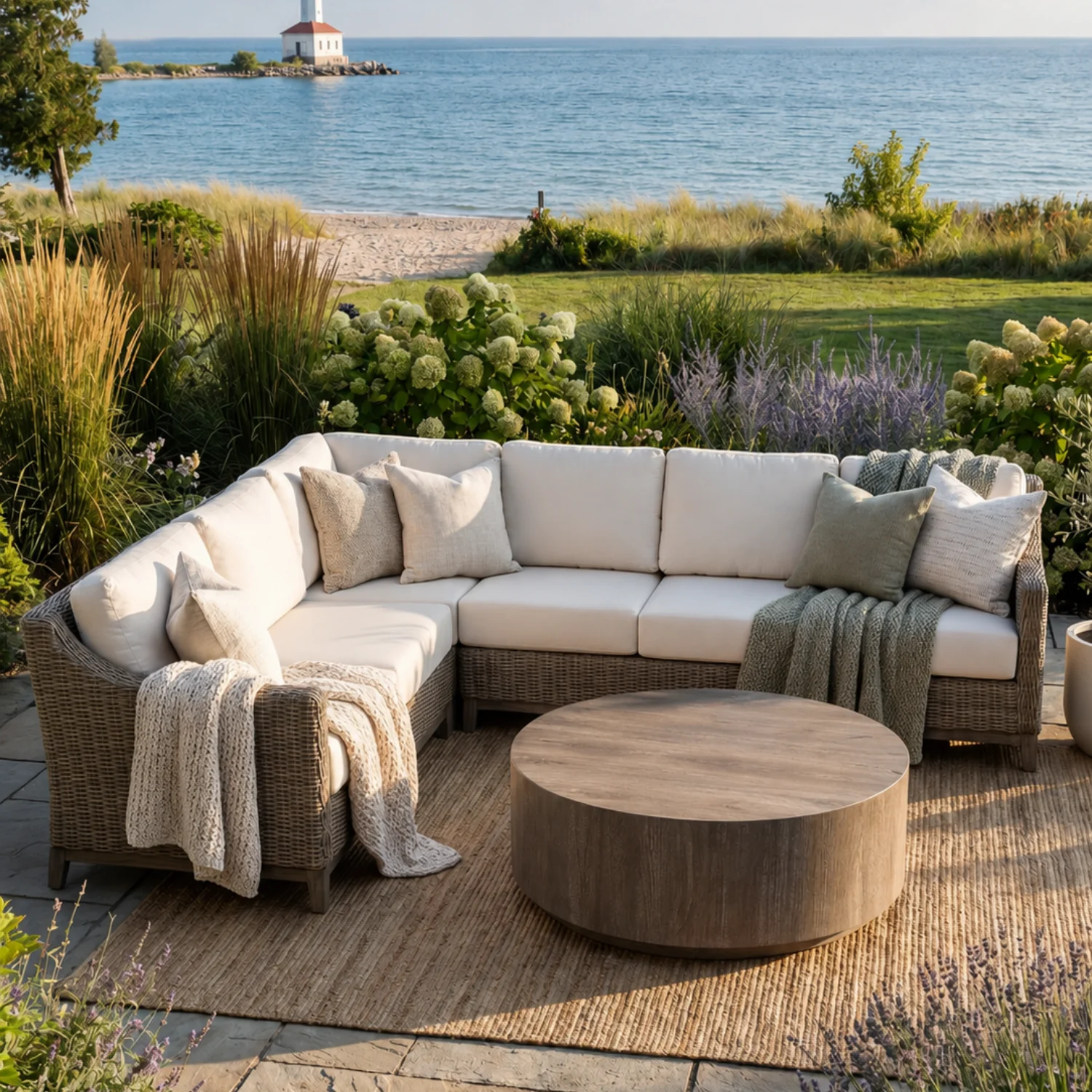 Harbour L-Shape 4-Piece Wicker Sectional - Image 3