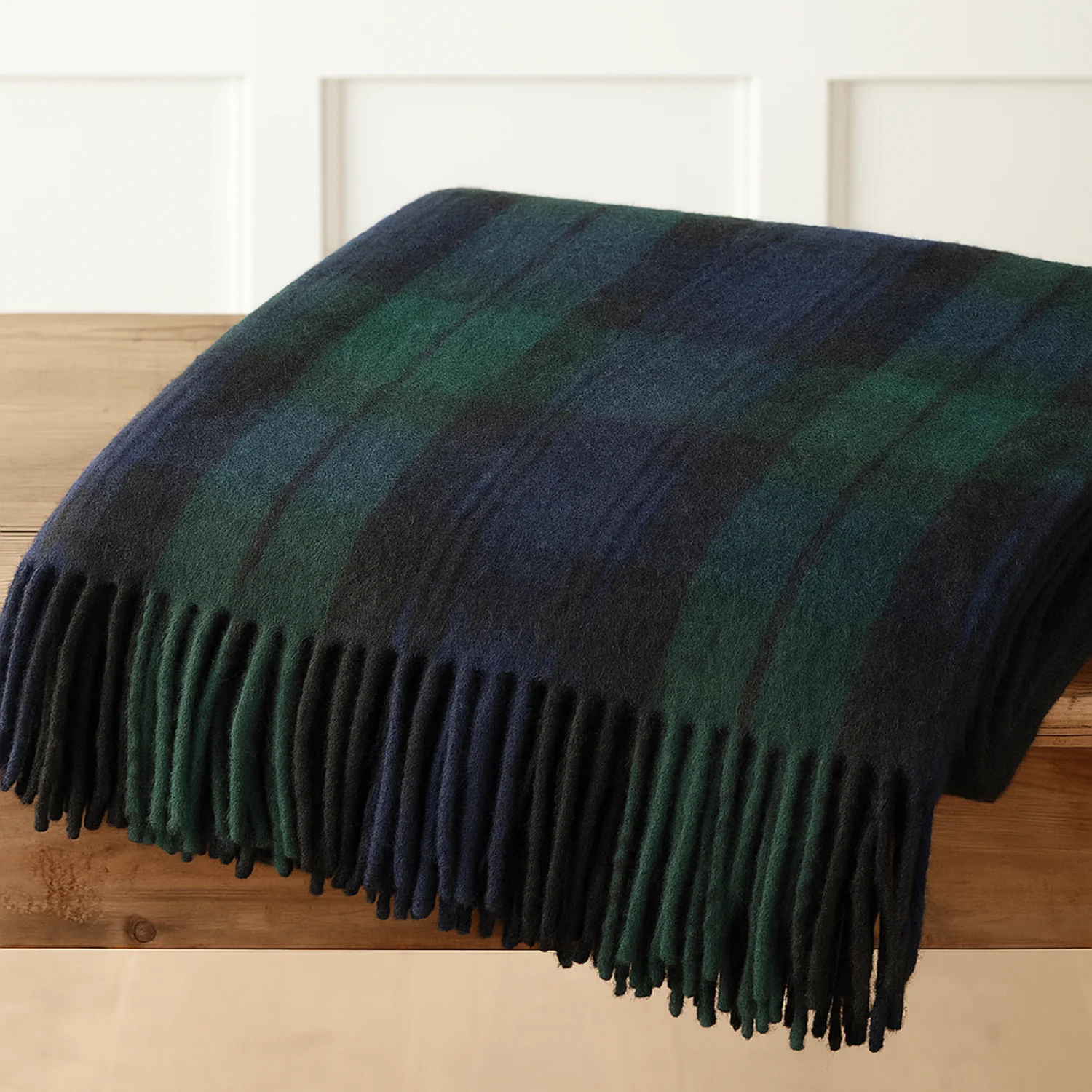 Highland Merino Wool Throw - Black Watch Tartan - Image 2