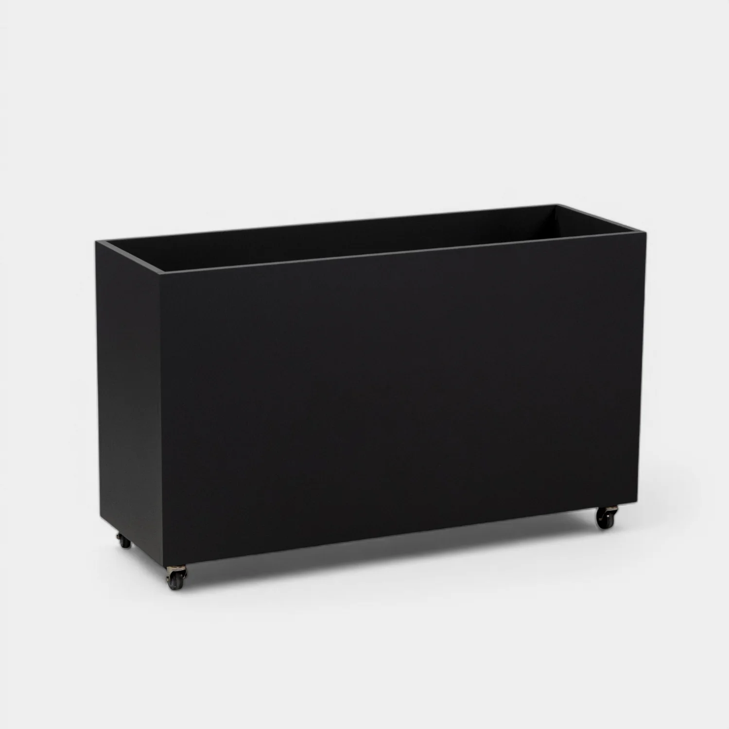 Hudson Metal 44" Rectangular Planter w/ Wheels - Matte Black - Image 9