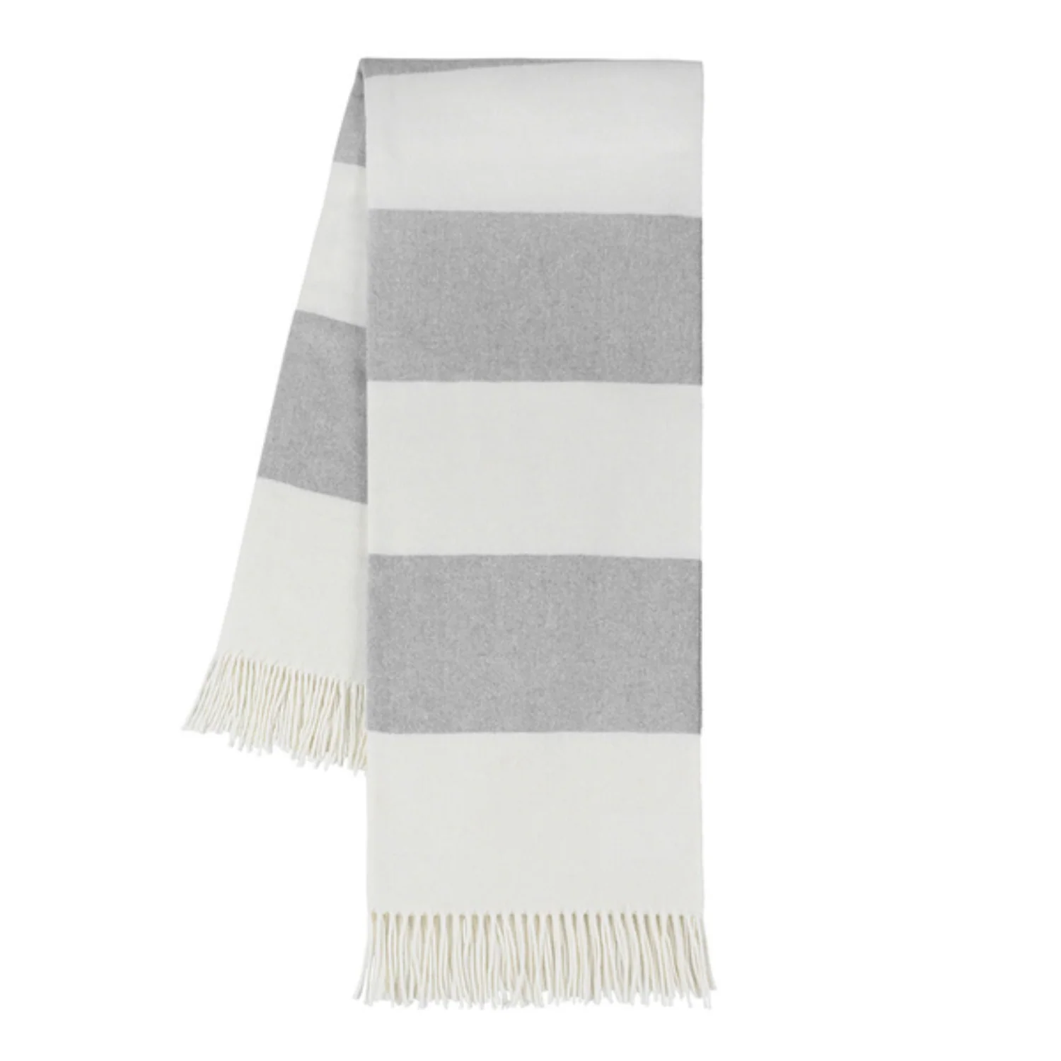Italian Candy Stripe Fringe Light Grey Throw Blanket - Image 2