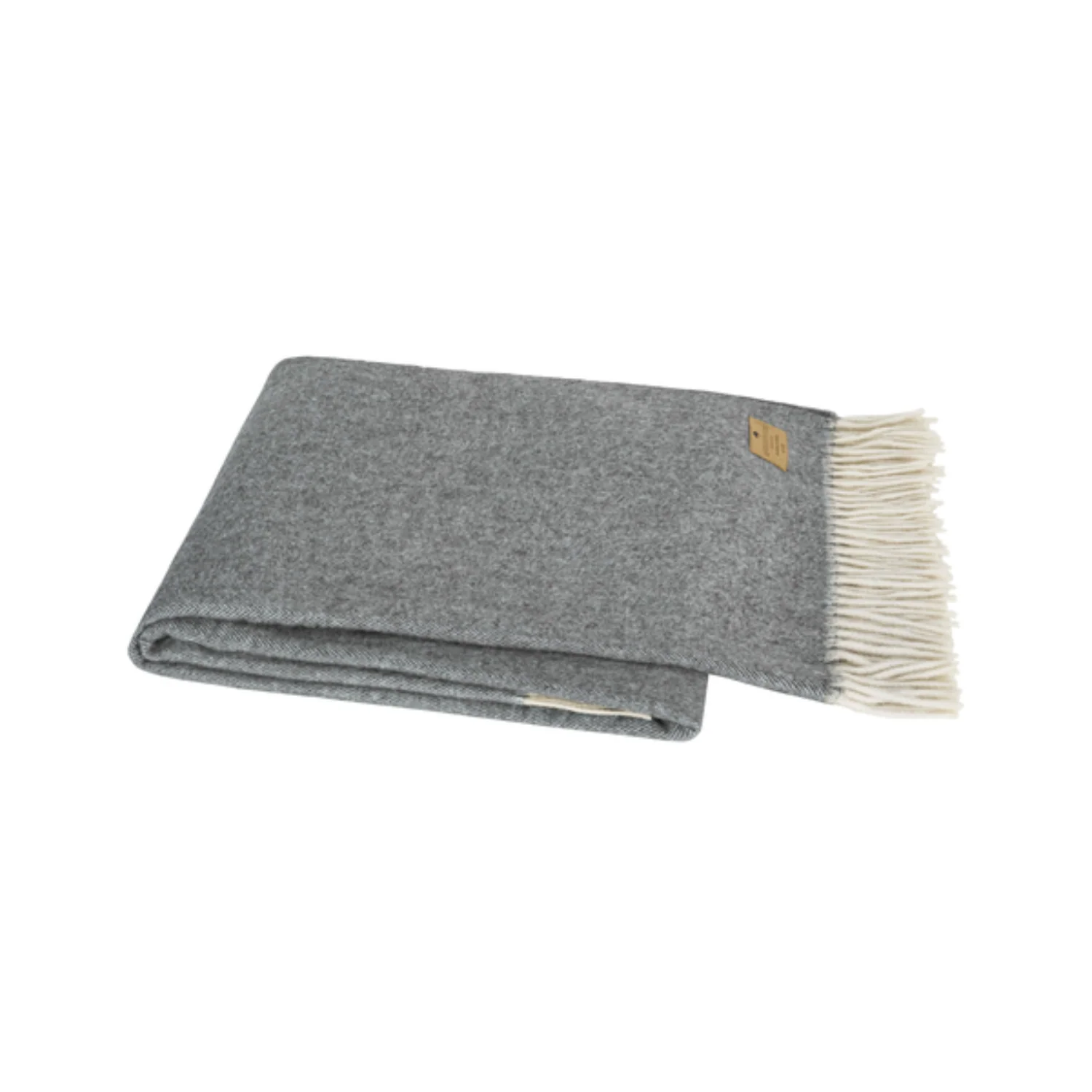 Italian Herringbone Cashmere Fringe Slate Throw Blanket - Image 3