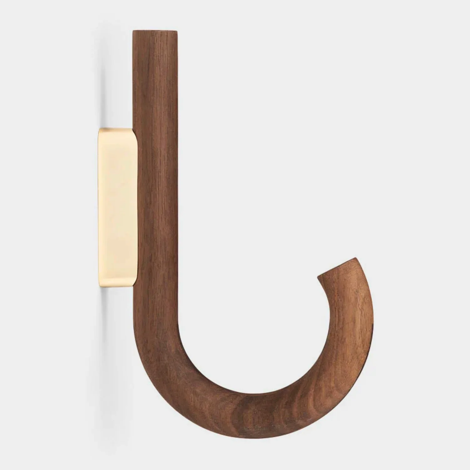 J Curve Walnut/Brass Wall Hook