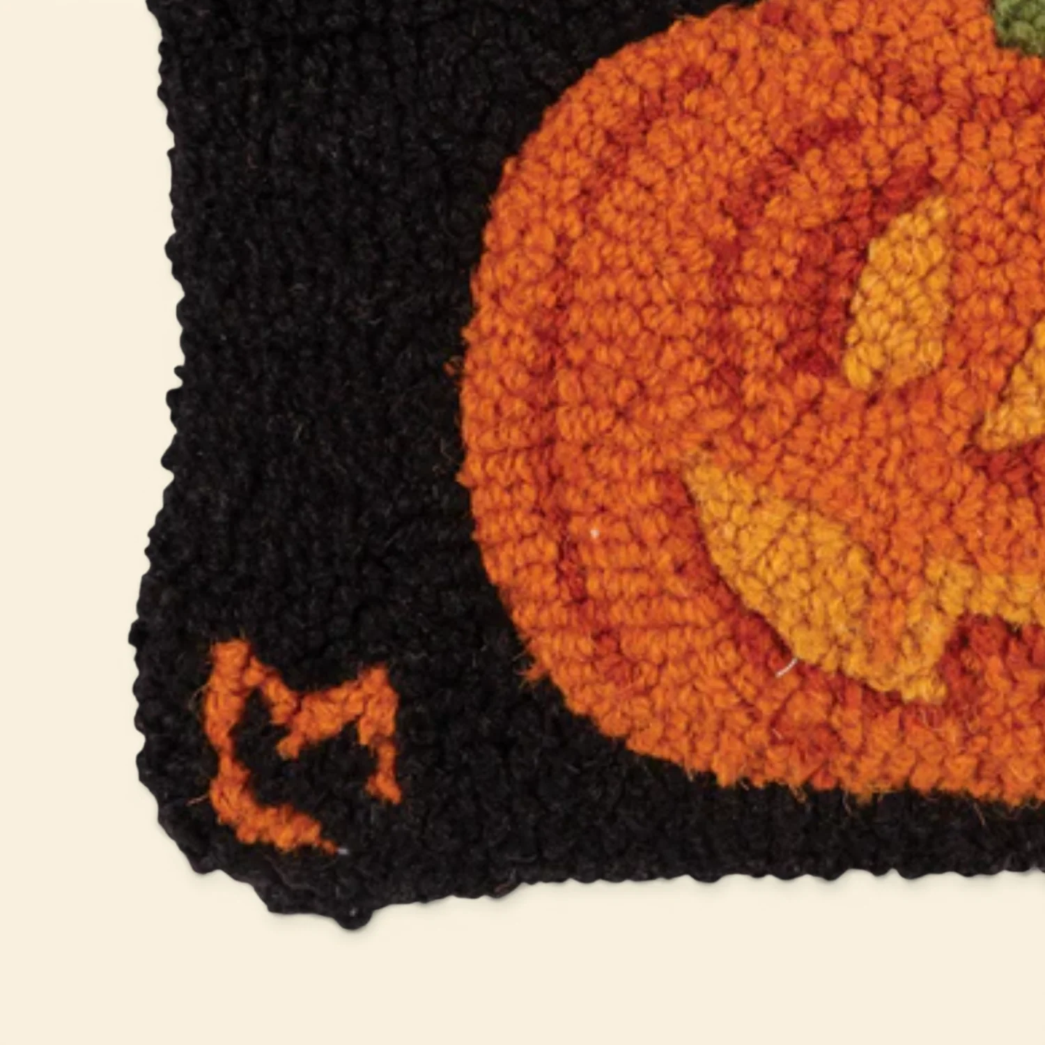 Jack O'Lantern Hooked-Wool Kidney Toss Pillow - Image 3