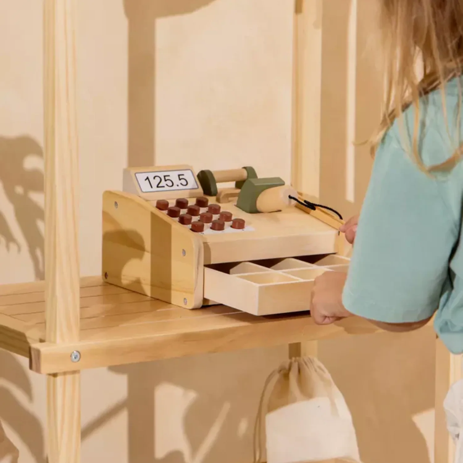 Kids Wood Cash Register Playset - Image 11