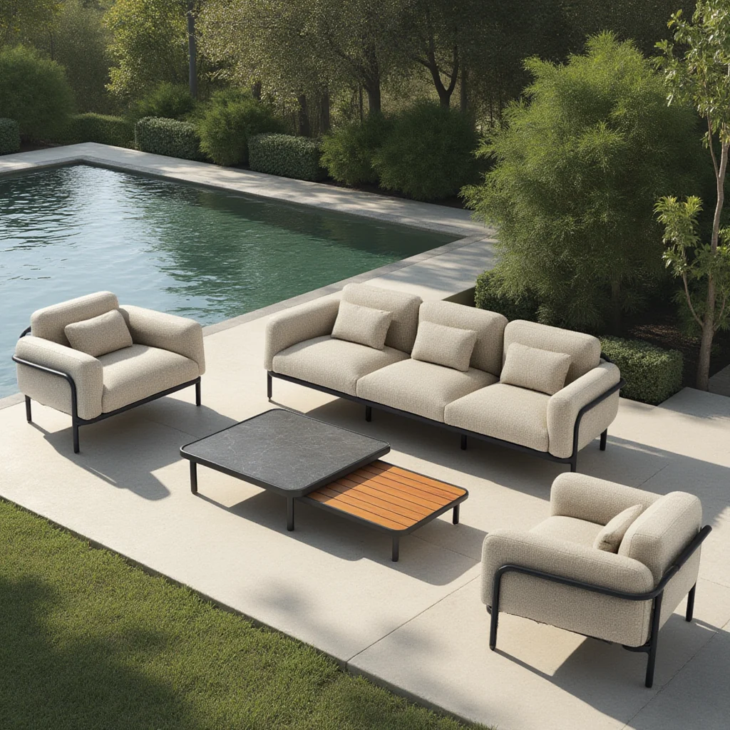 Laval Ceramic/Teak Coffee Table - Charcoal - Image 2