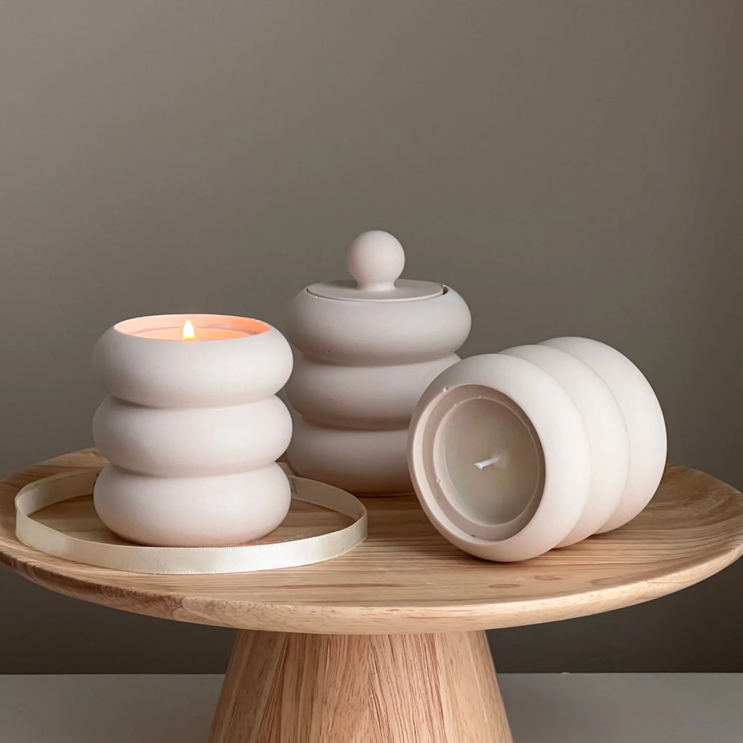 Lavender/Sea Salt Cream Bubble Candle Jar - Image 2