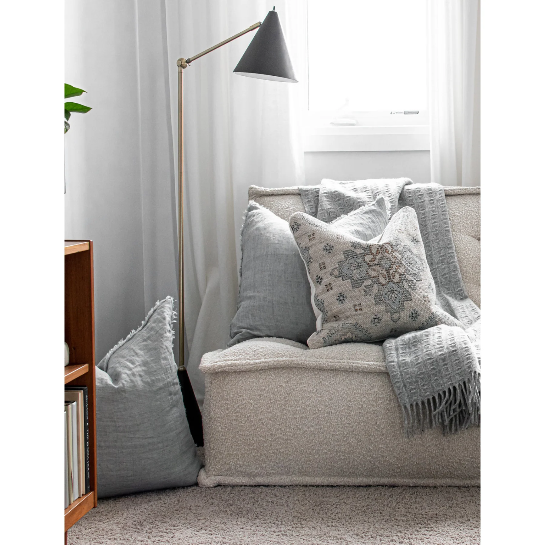 Cambri Flint Grey Linen Pillow - Image 2