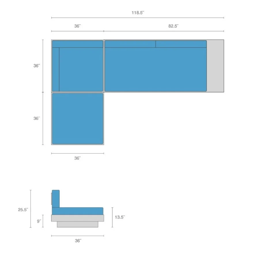 Loll Platform One 3-Seater Chaise Sectional - Image 11