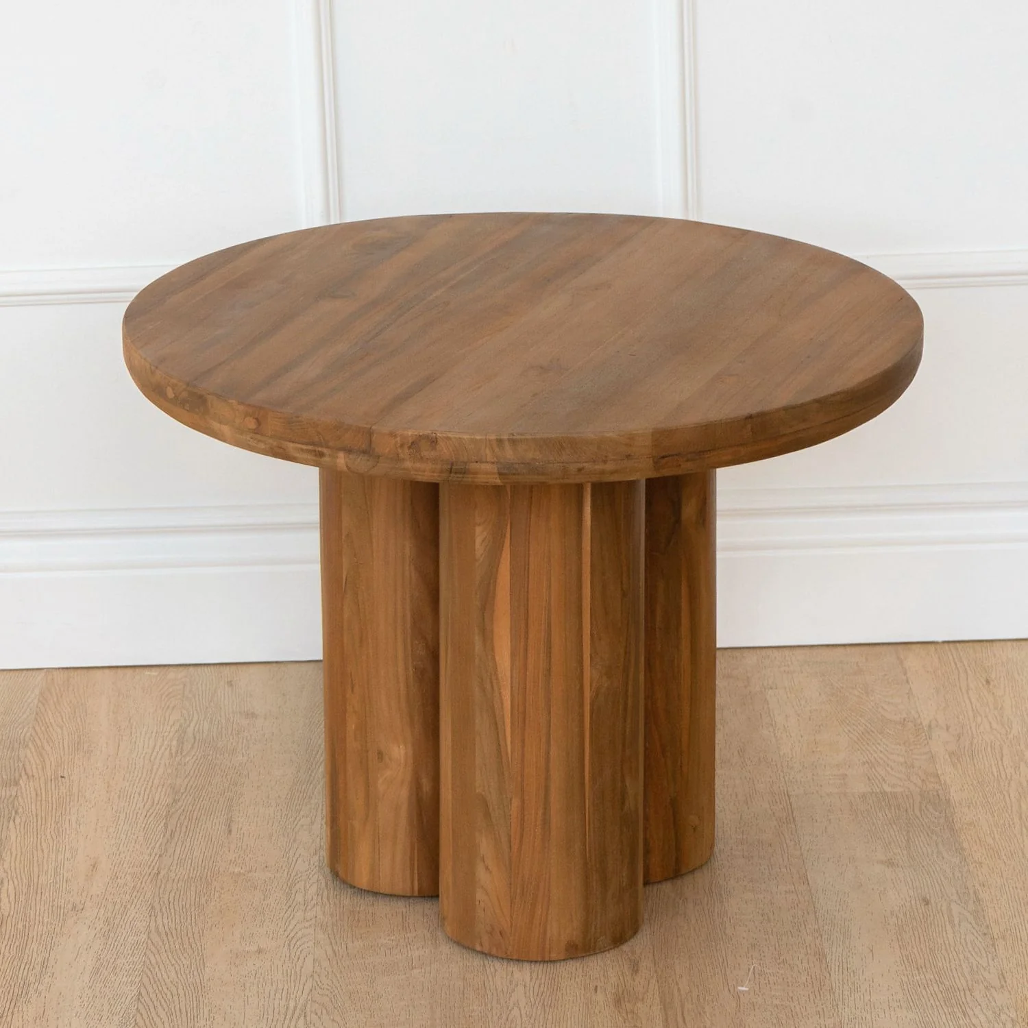 Lotus 24" Indoor Round Teak Side Table - Image 2