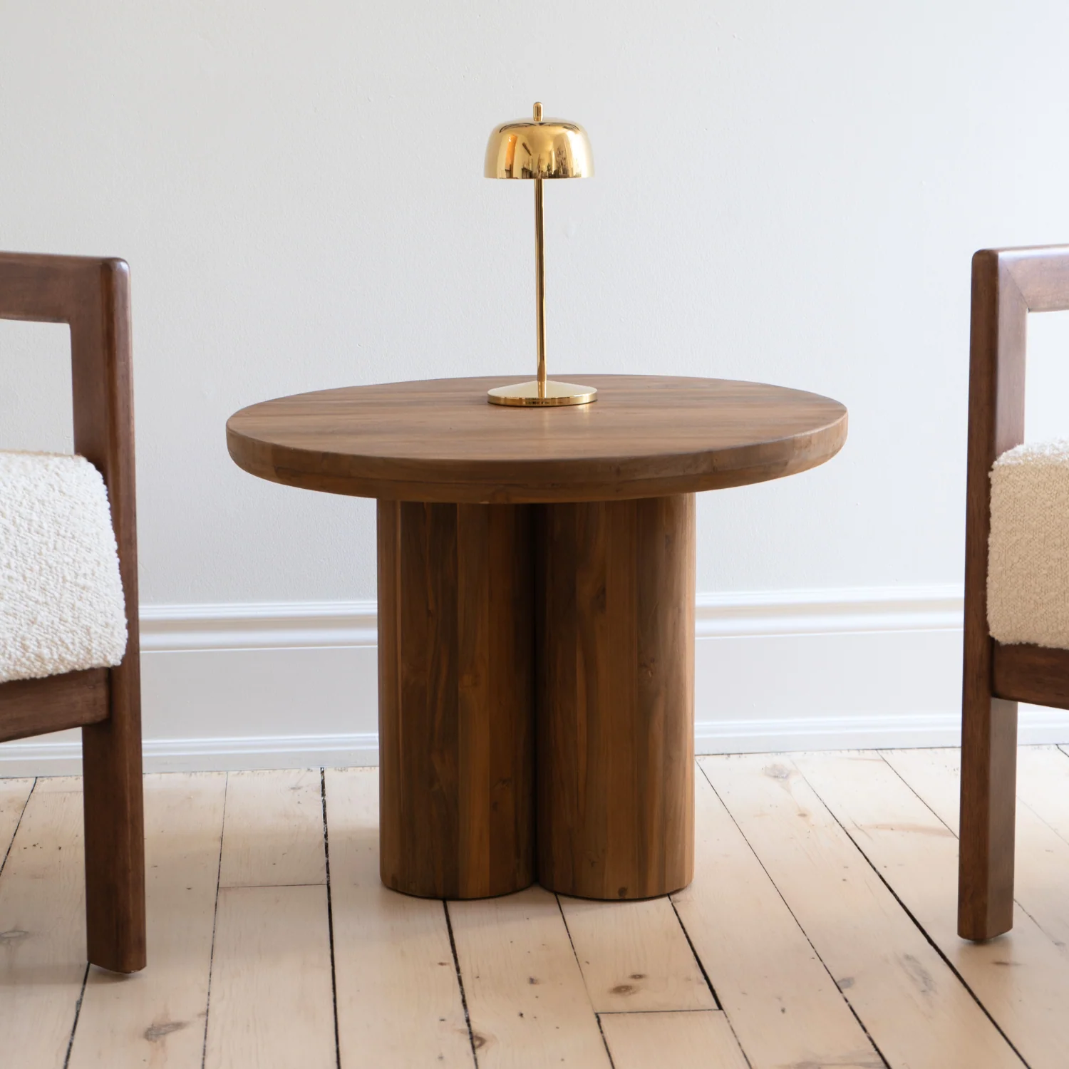 Lotus 24" Indoor Round Teak Side Table - Image 3