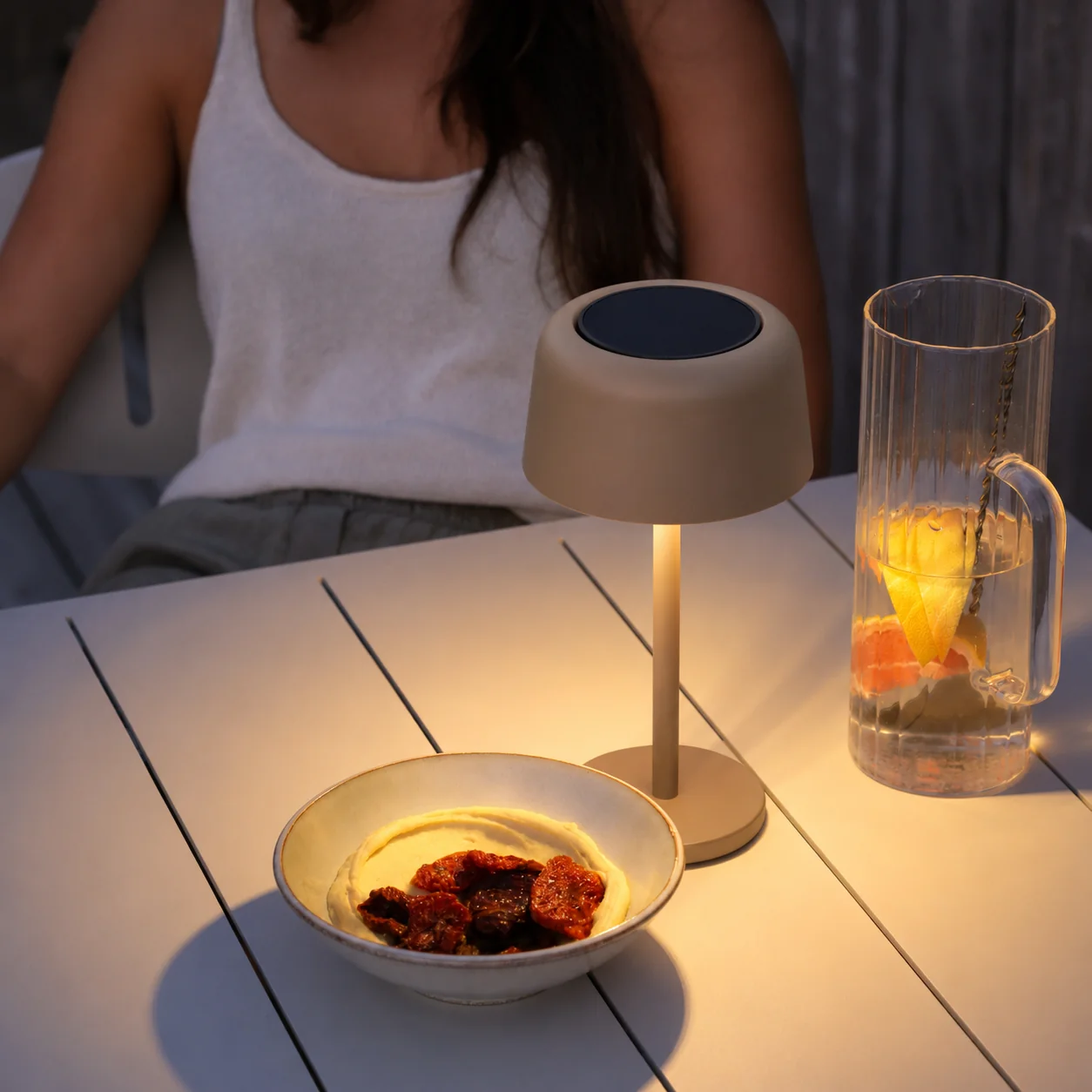 Lumiere Dome Rechargeable/Solar Lamp - Beige - Image 2