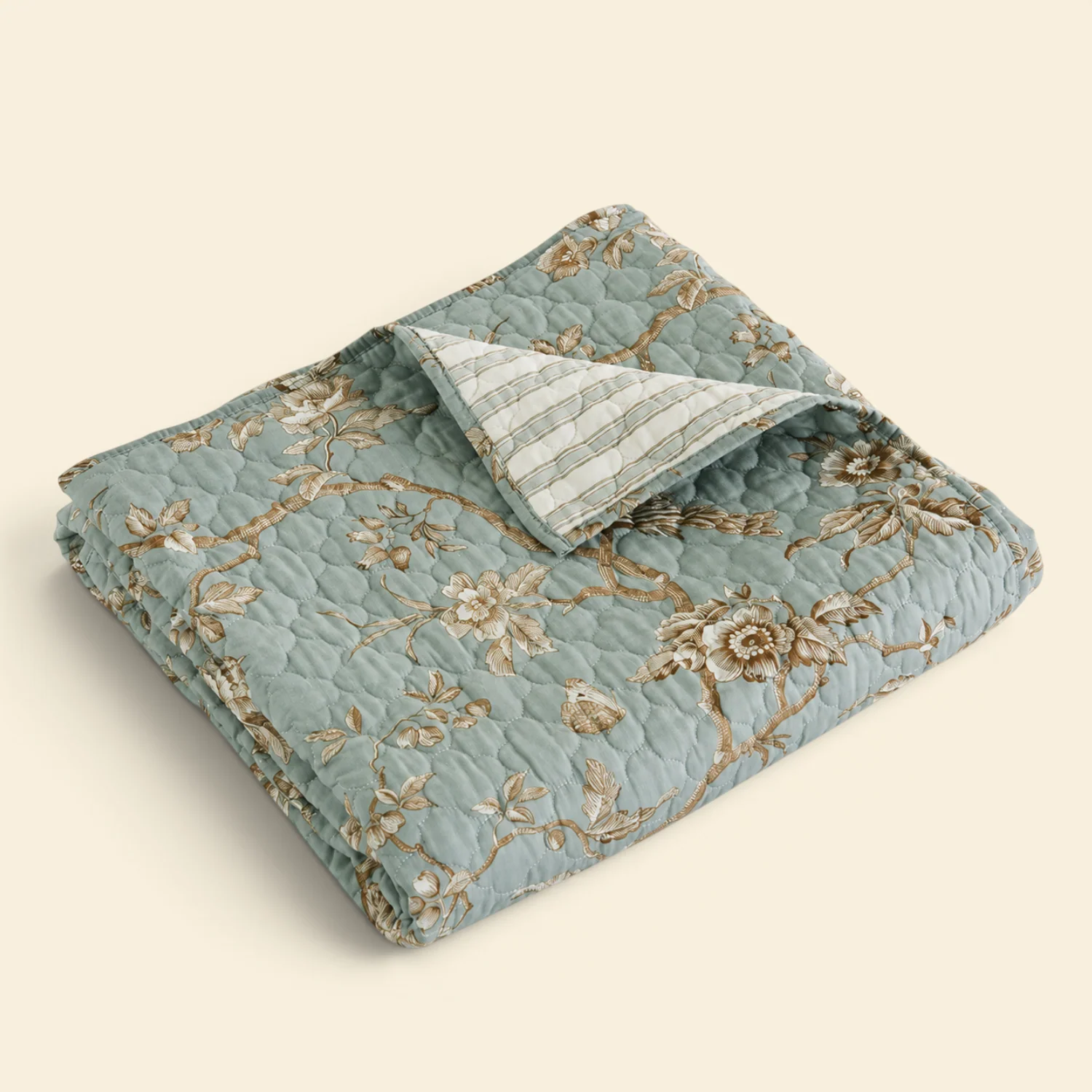 Maison Jardin Floral Teal Quilted Throw - Image 3