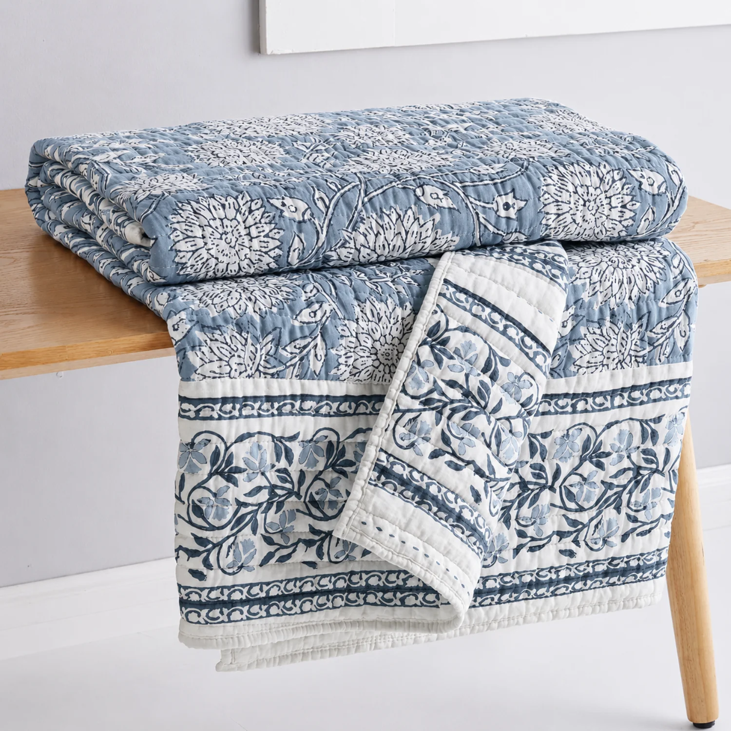 Maison Jardin Paisley Blue Quilted Throw