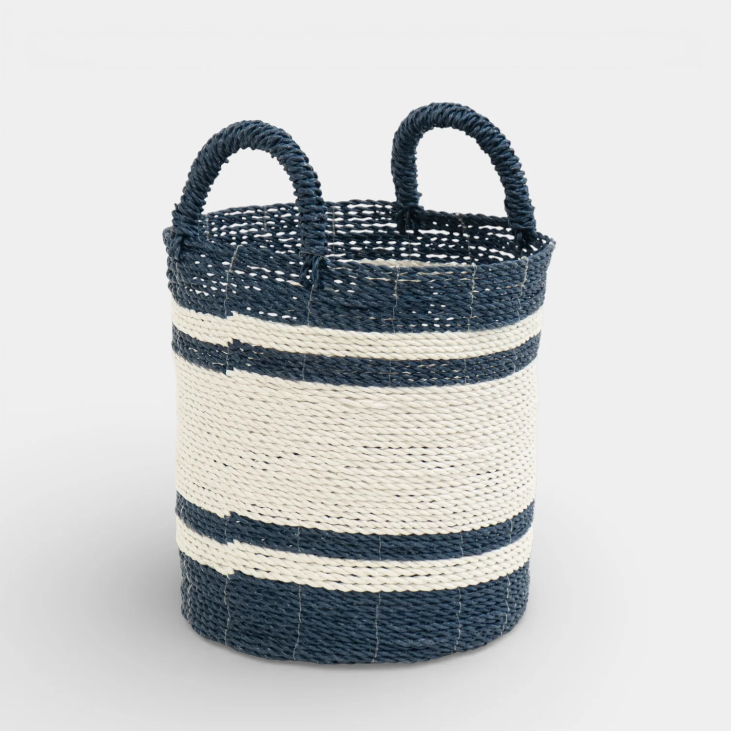 Maritime Storage Basket w/ Handles - Blue/White - Image 3
