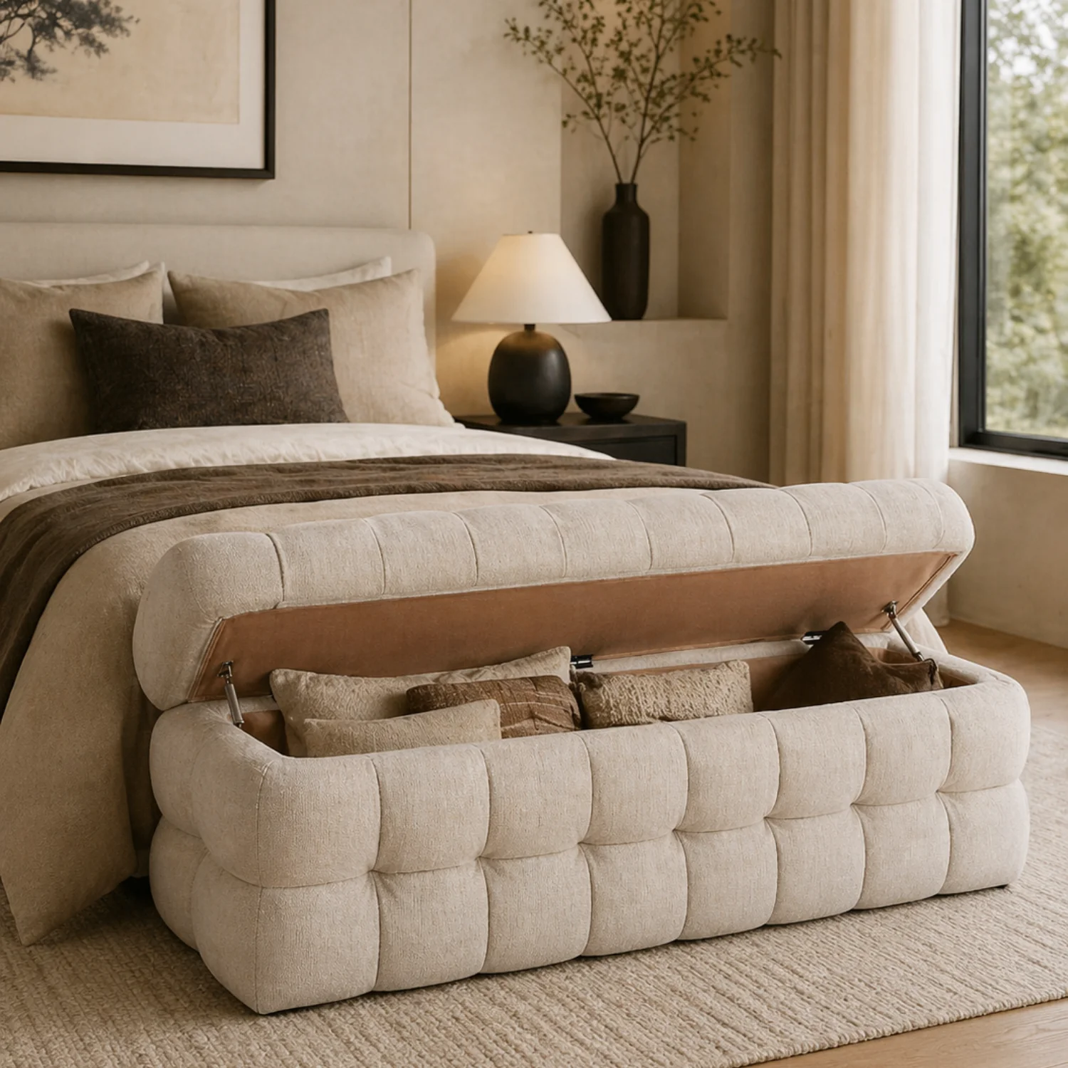 Marshmallow Storage Bench - Linen Natural - Image 2