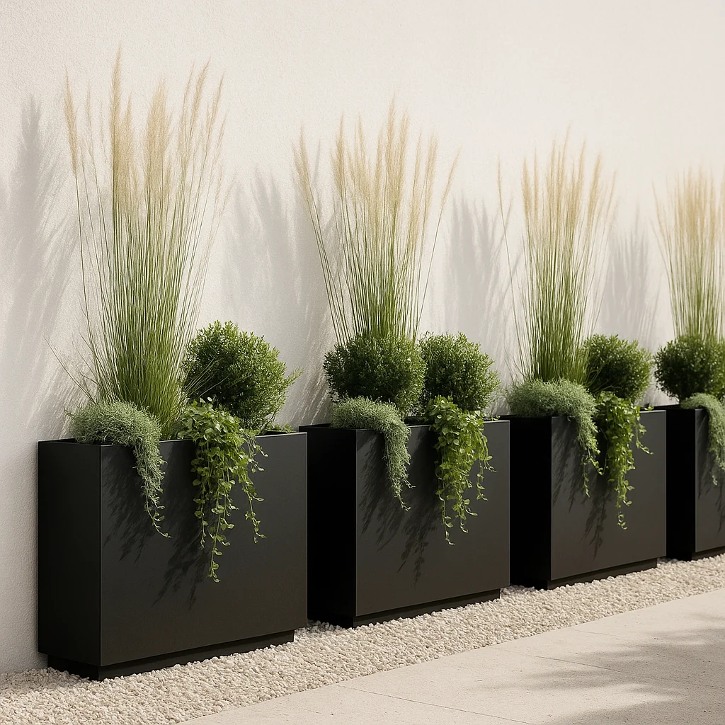 Metal 38" Rectangular Planter - Black - Image 2