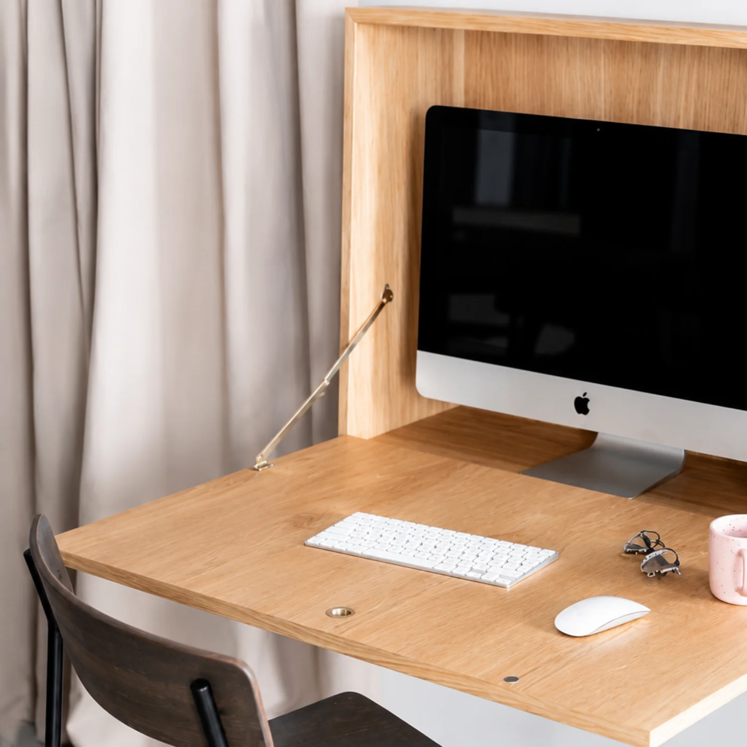 Noa Oak Wall Mounted Desk - Image 3