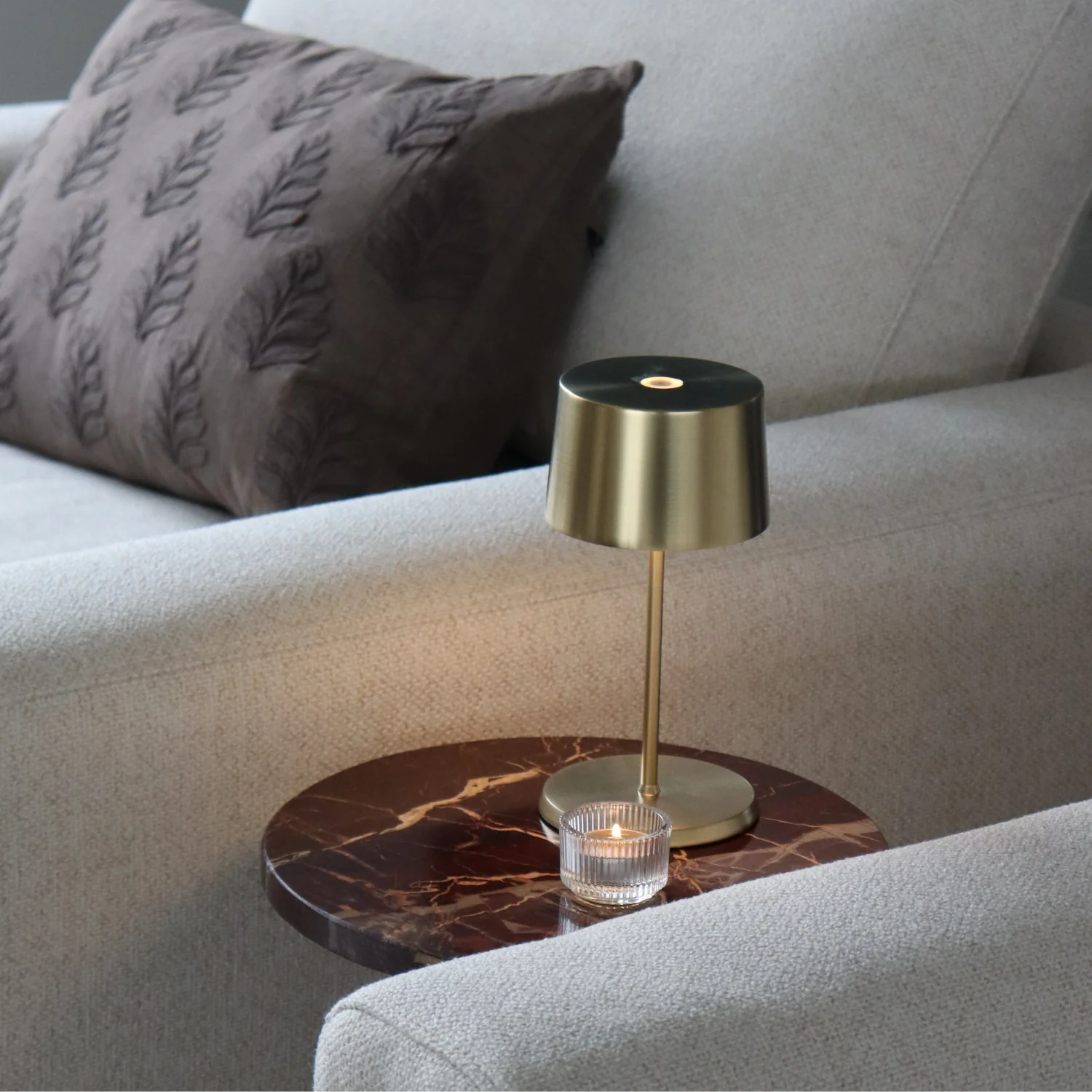 Olivia Pro Mini Cordless Table Lamp - Satin Brass - Image 3
