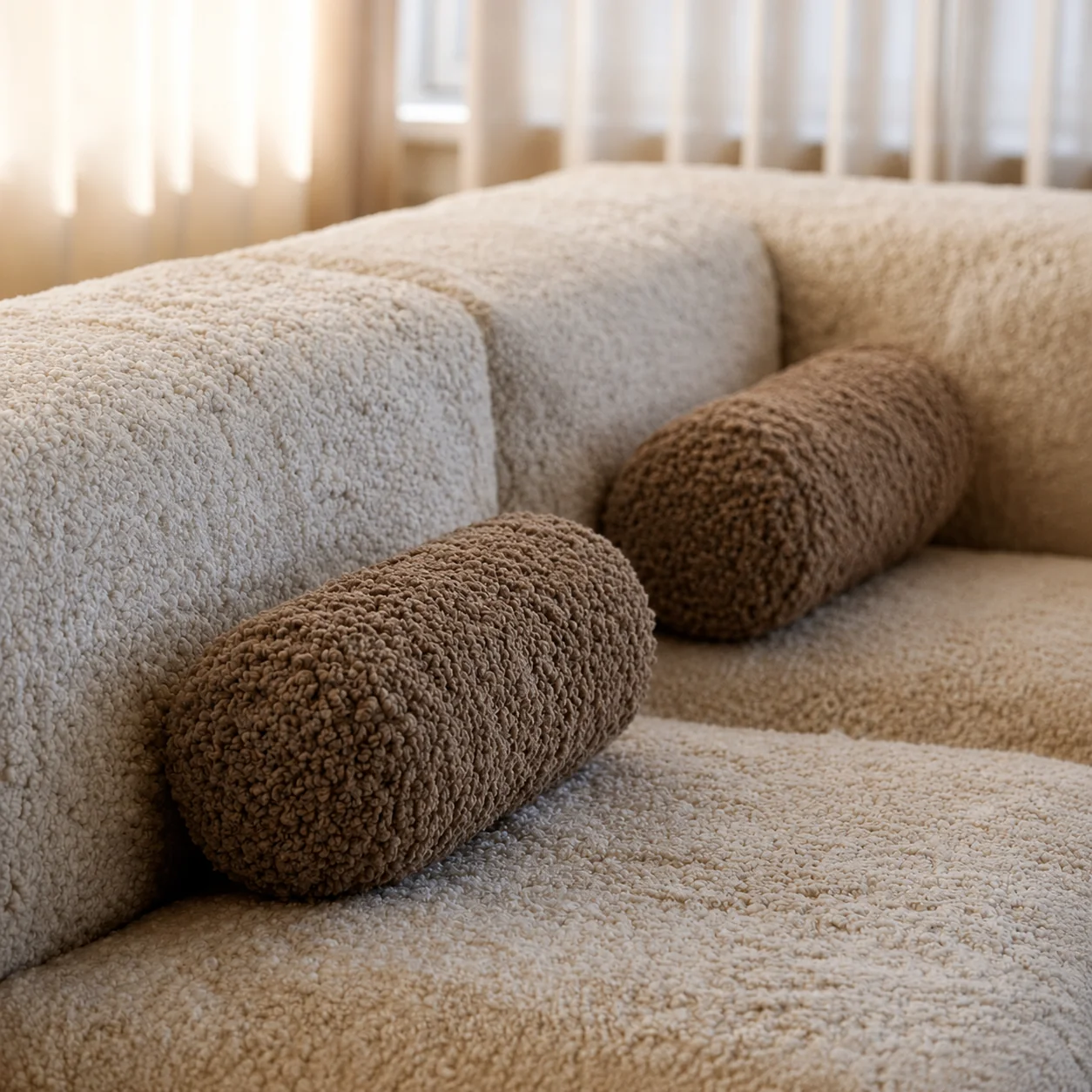 Oslo Sheepskin Bolster Pillow - Taupe - Image 2