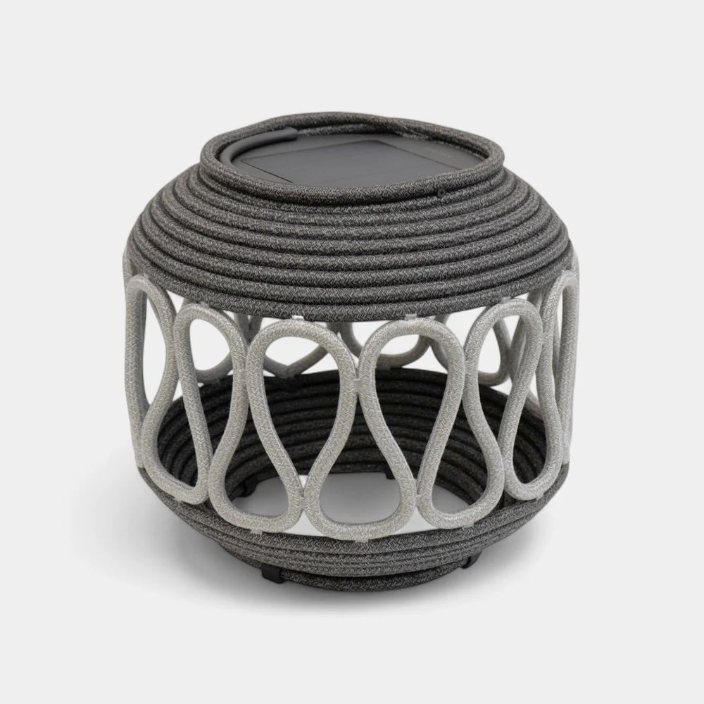 Woven Charcoal Outdoor Solar Lantern - Image 10