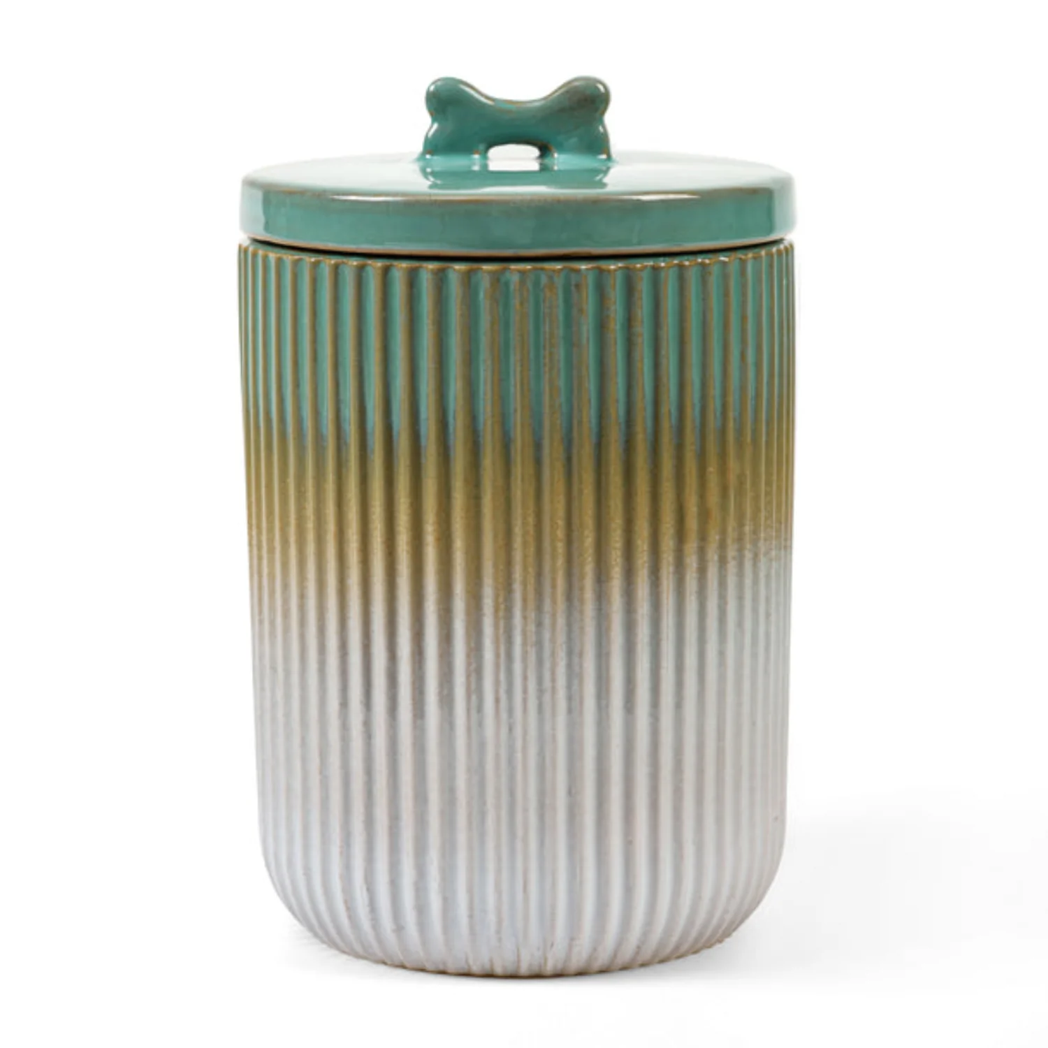 Green Stoneware Pet Treat Jar - Image 3