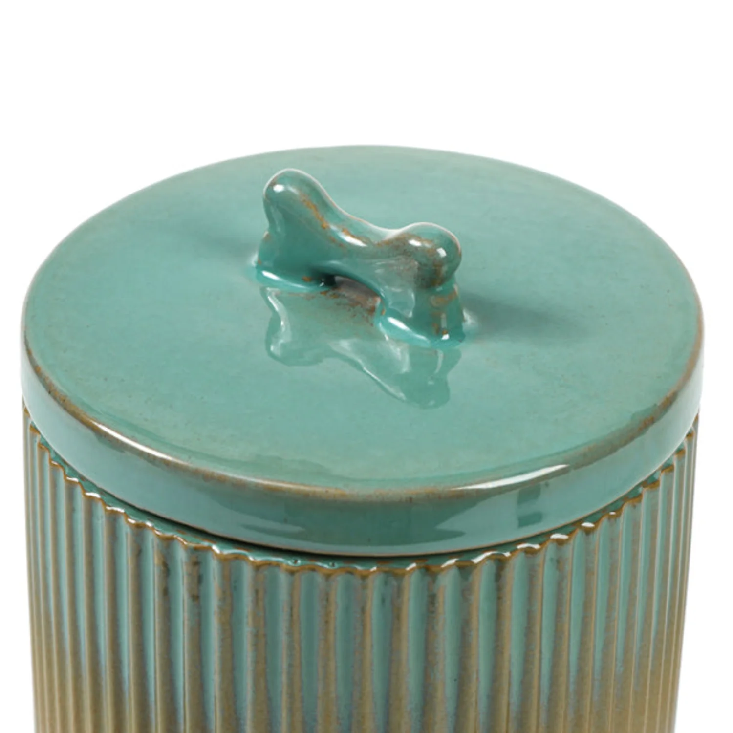 Green Stoneware Pet Treat Jar - Image 4