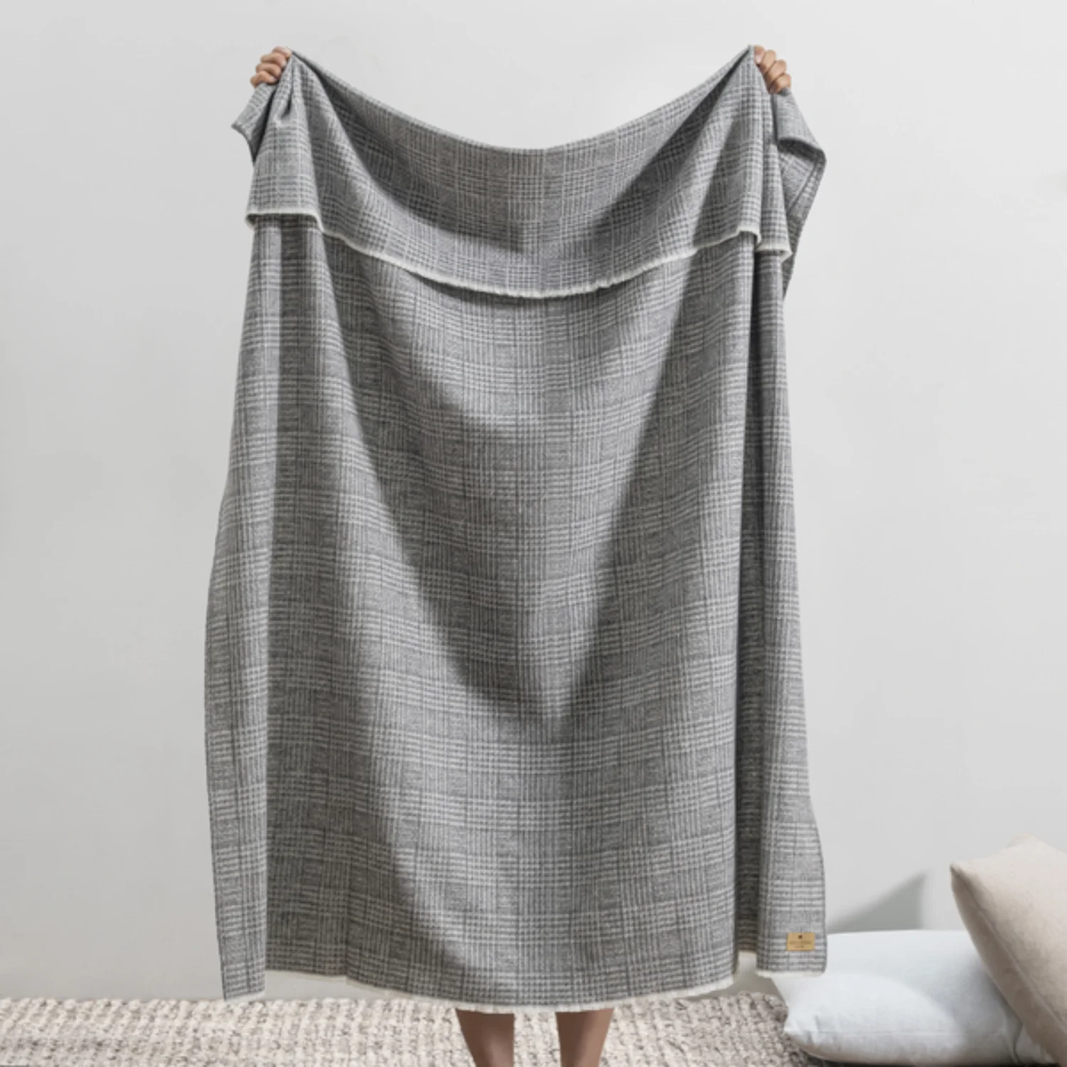 Plaid Check Cotton Throw Blanket - Charcoal