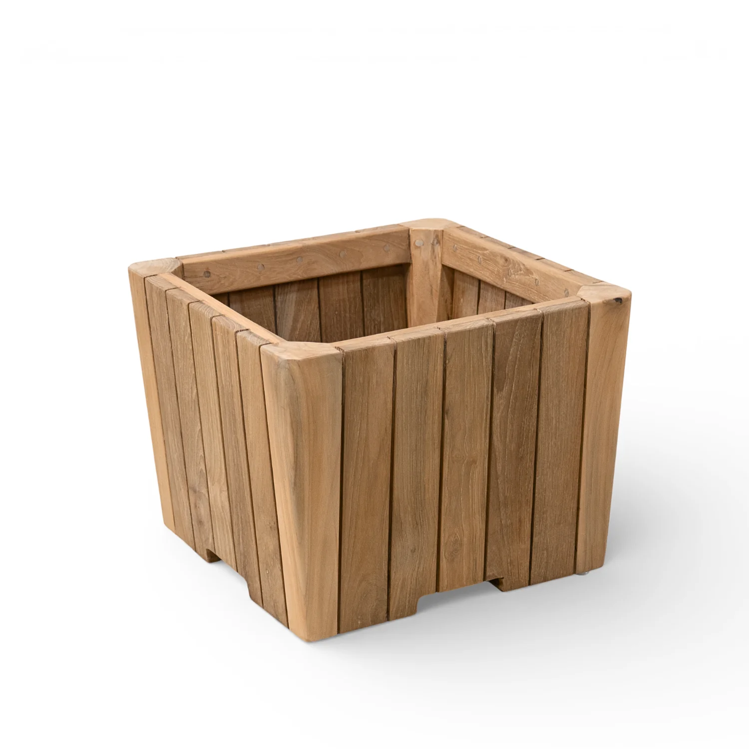 Plank 16" Square Teak Planter - Image 3