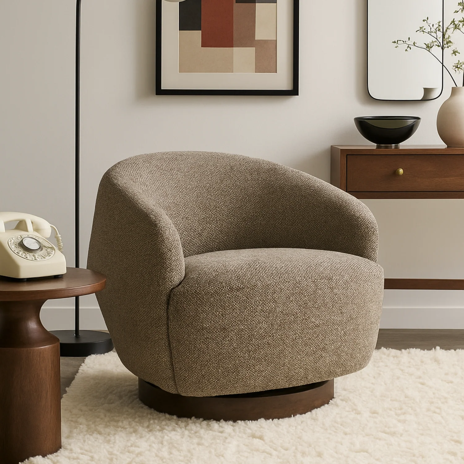 Pod Swivel Lounge Chair - Tasmin Earth - Image 2