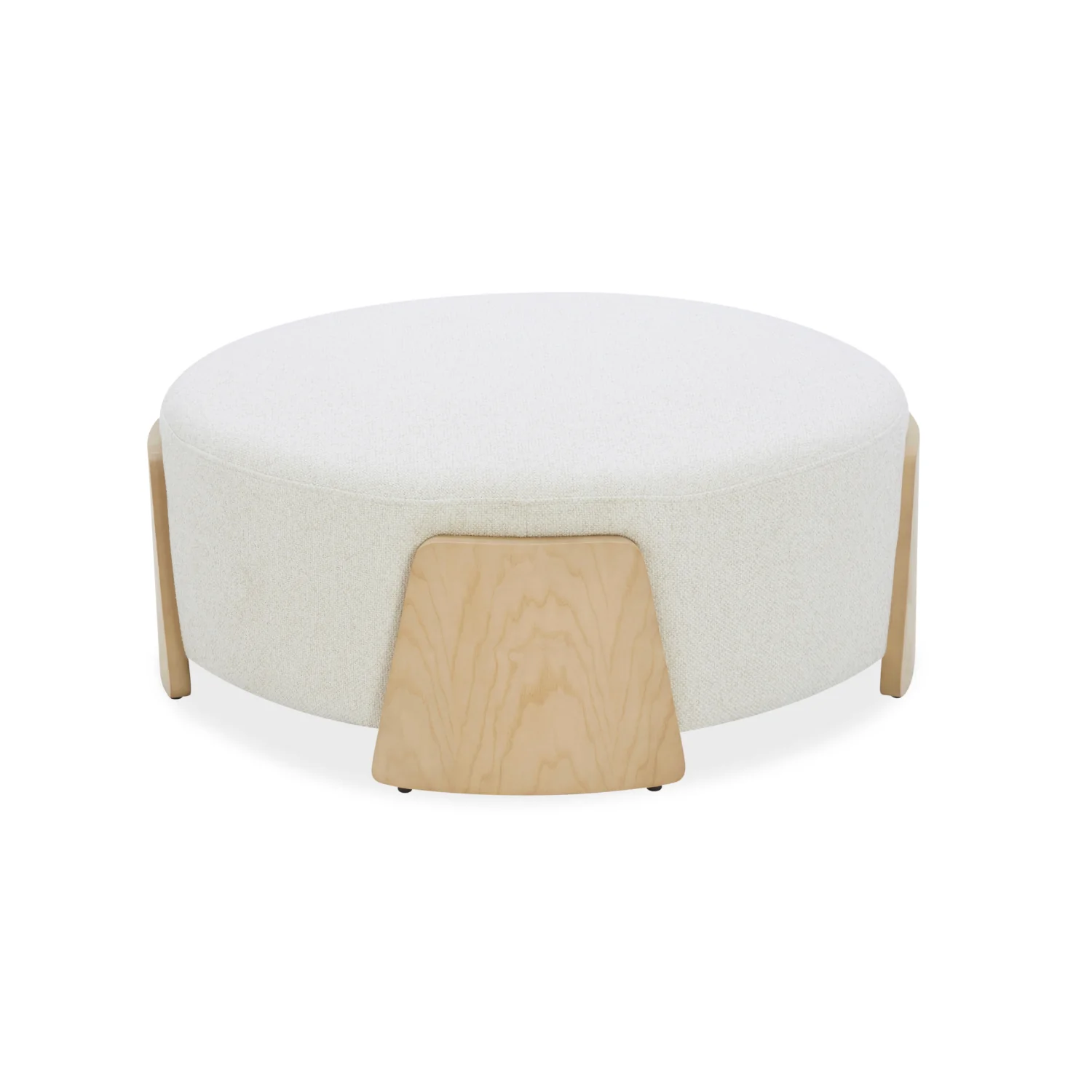 Porter Ottoman w/ Natural Wood Base - Linen Weave