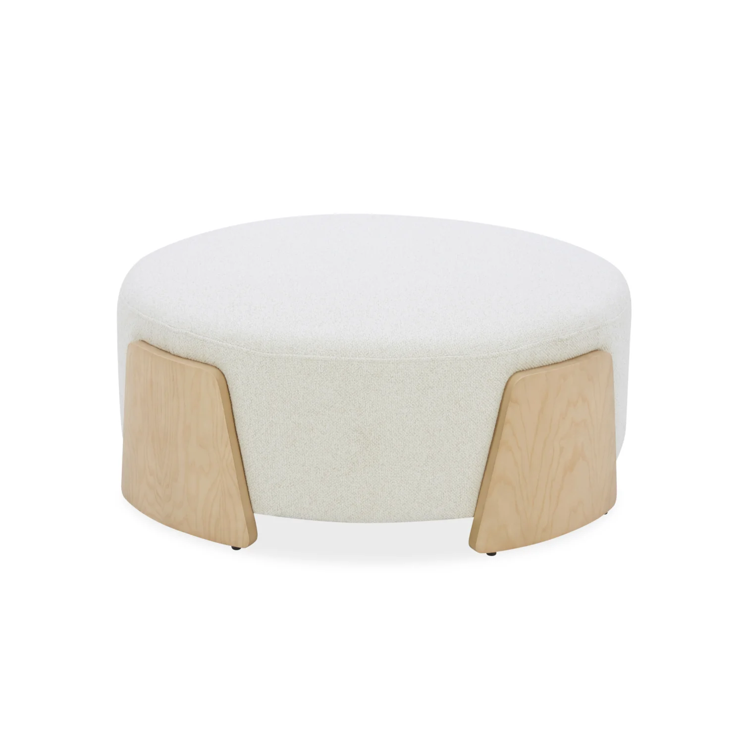 Porter Ottoman w/ Natural Wood Base - Linen Weave - Image 2