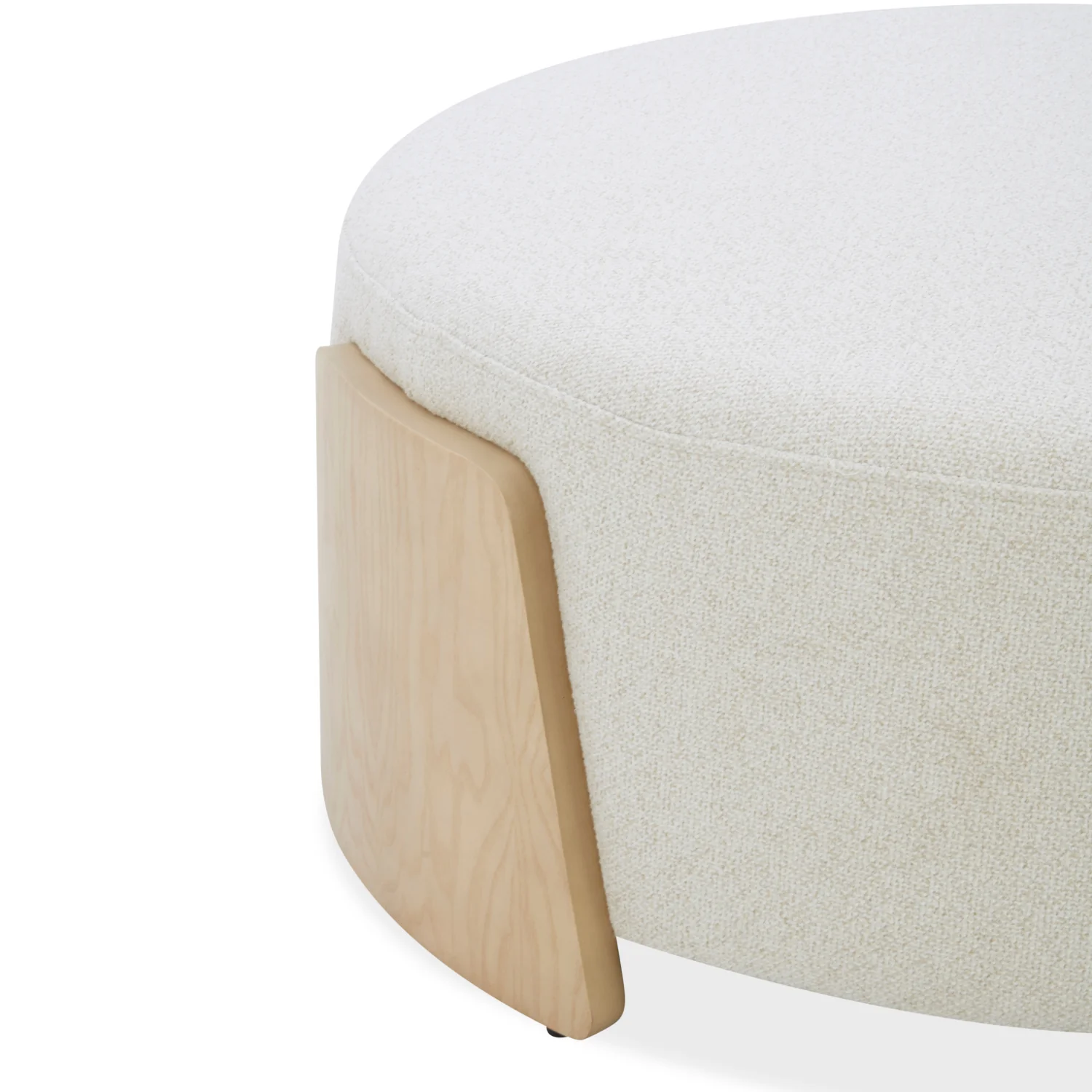 Porter Ottoman w/ Natural Wood Base - Linen Weave - Image 3