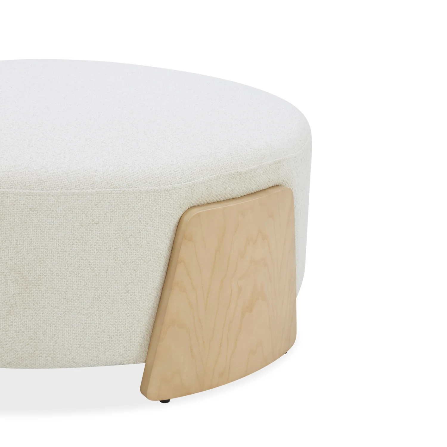 Porter Ottoman w/ Natural Wood Base - Linen Weave - Image 4