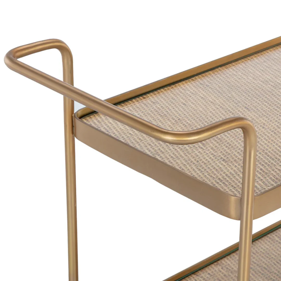 Portman Bar Cart - Gold/Rattan - Image 10
