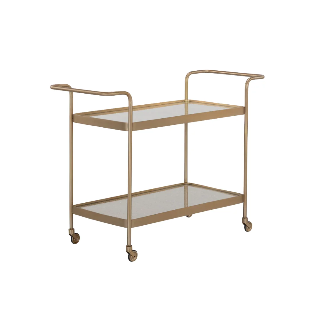 Portman Bar Cart - Gold/Rattan - Image 4